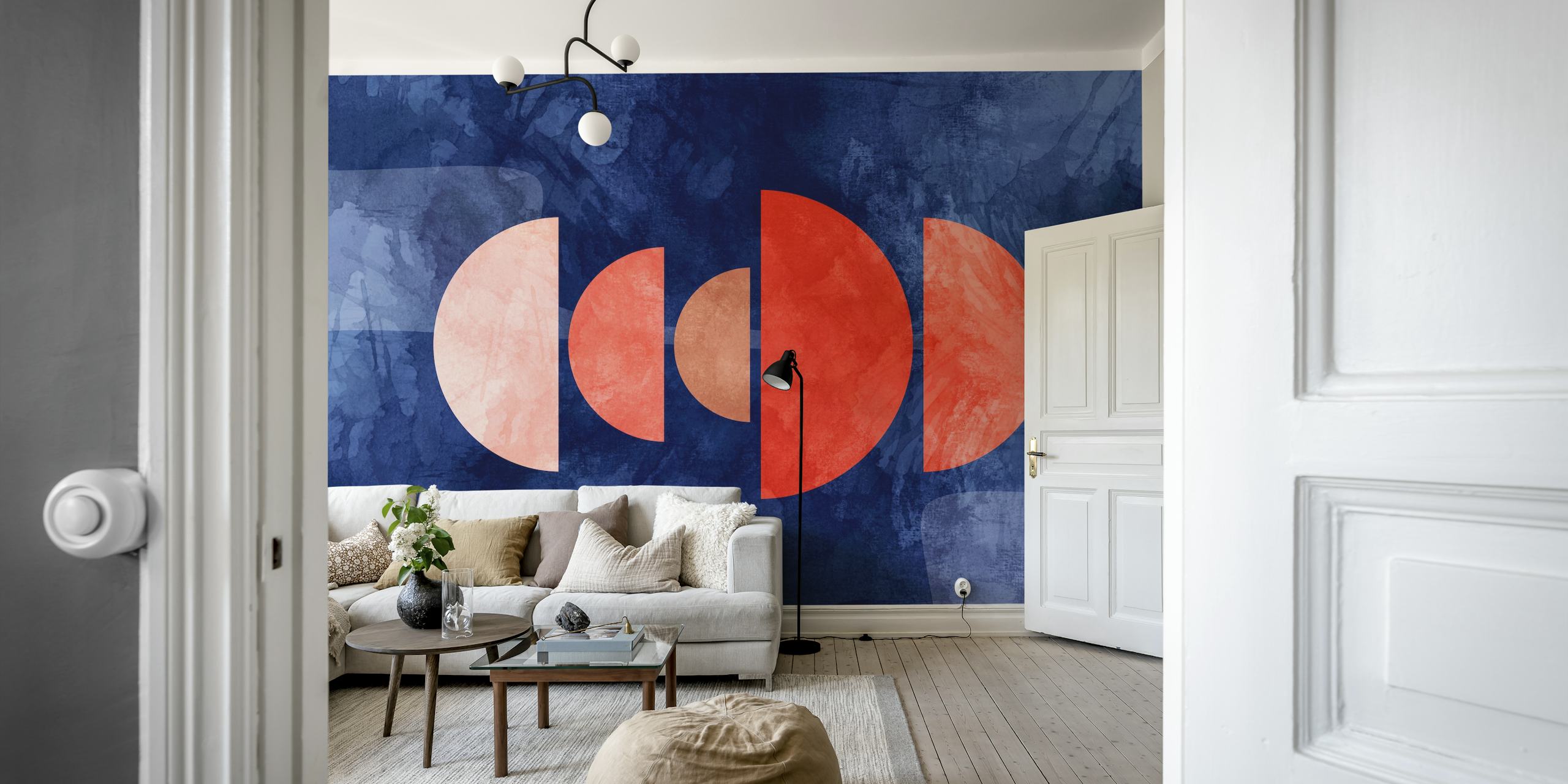 Vibrant Mid Century Bauhaus Moon papier peint dans une pièce