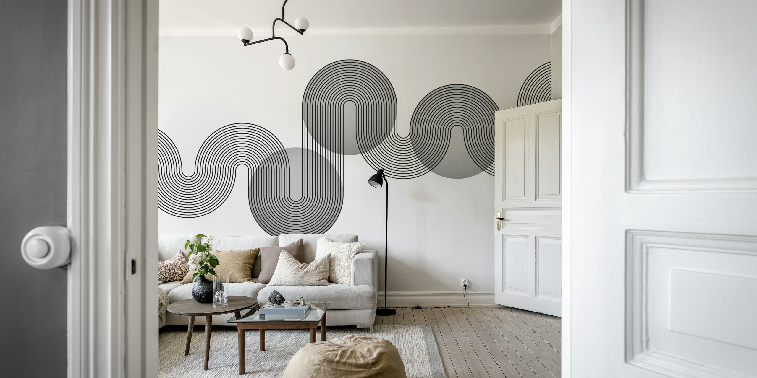 Platinum Art Deco wallpaper design in a room