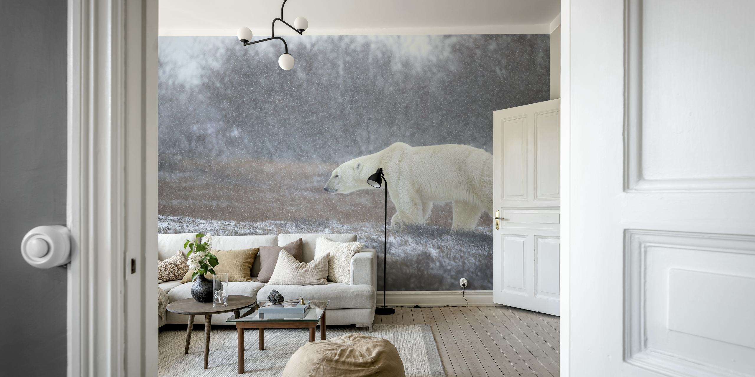 Fototapete Landschaft Eisbär im Schnee