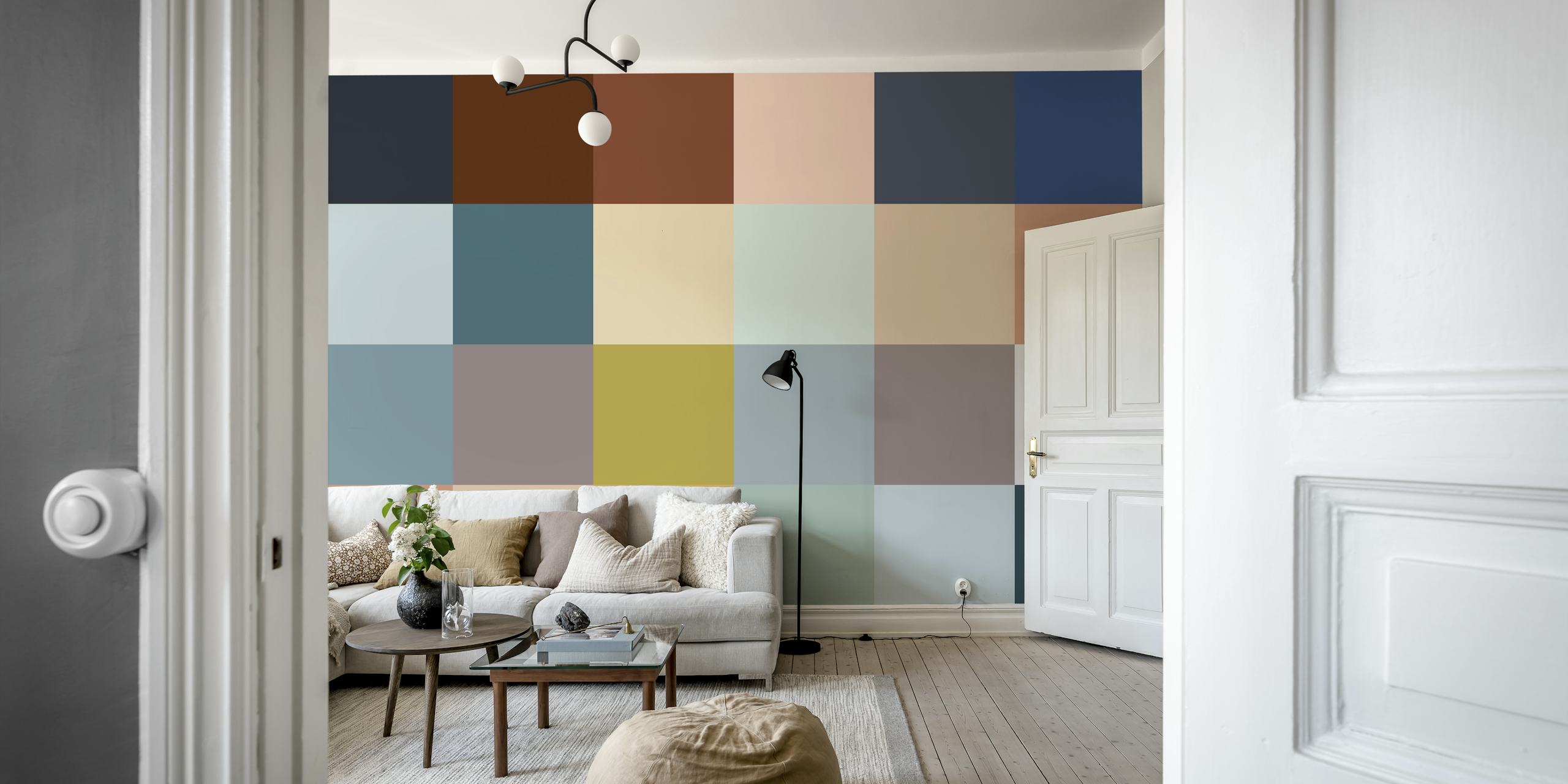 Geometric Pretty Squares wallpaper in a room