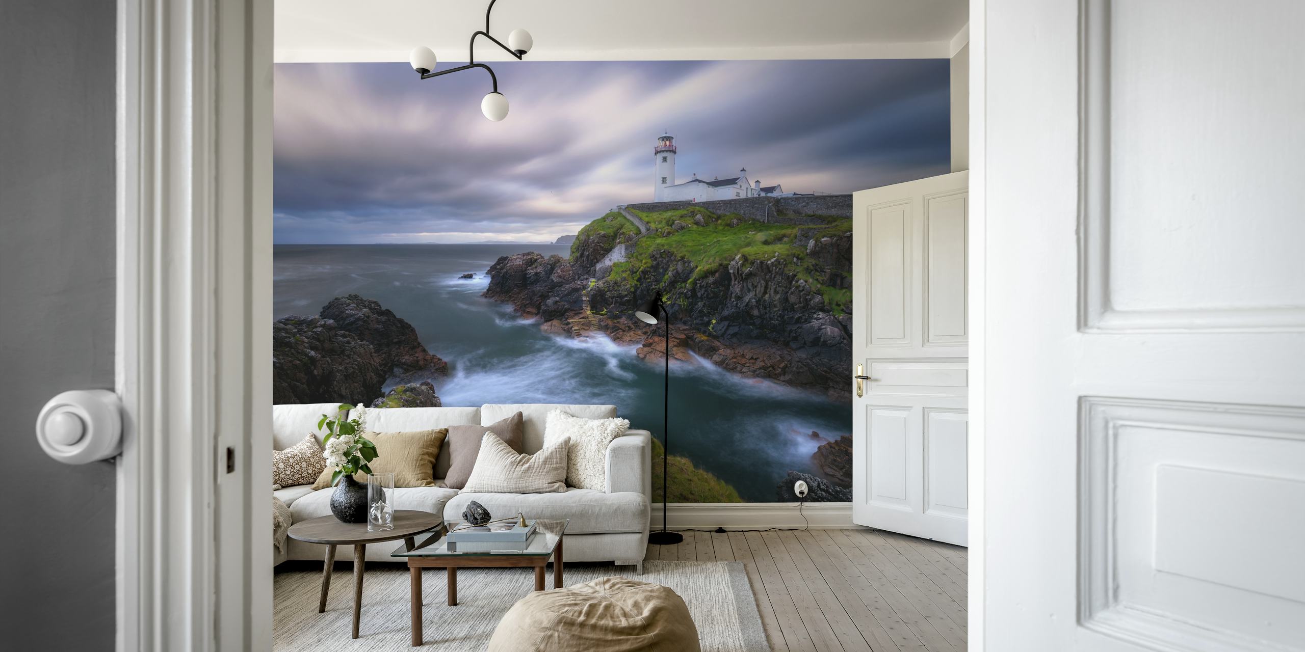 Fanad Head Lighthouse wall mural with dramatic sky and Atlantic Ocean view