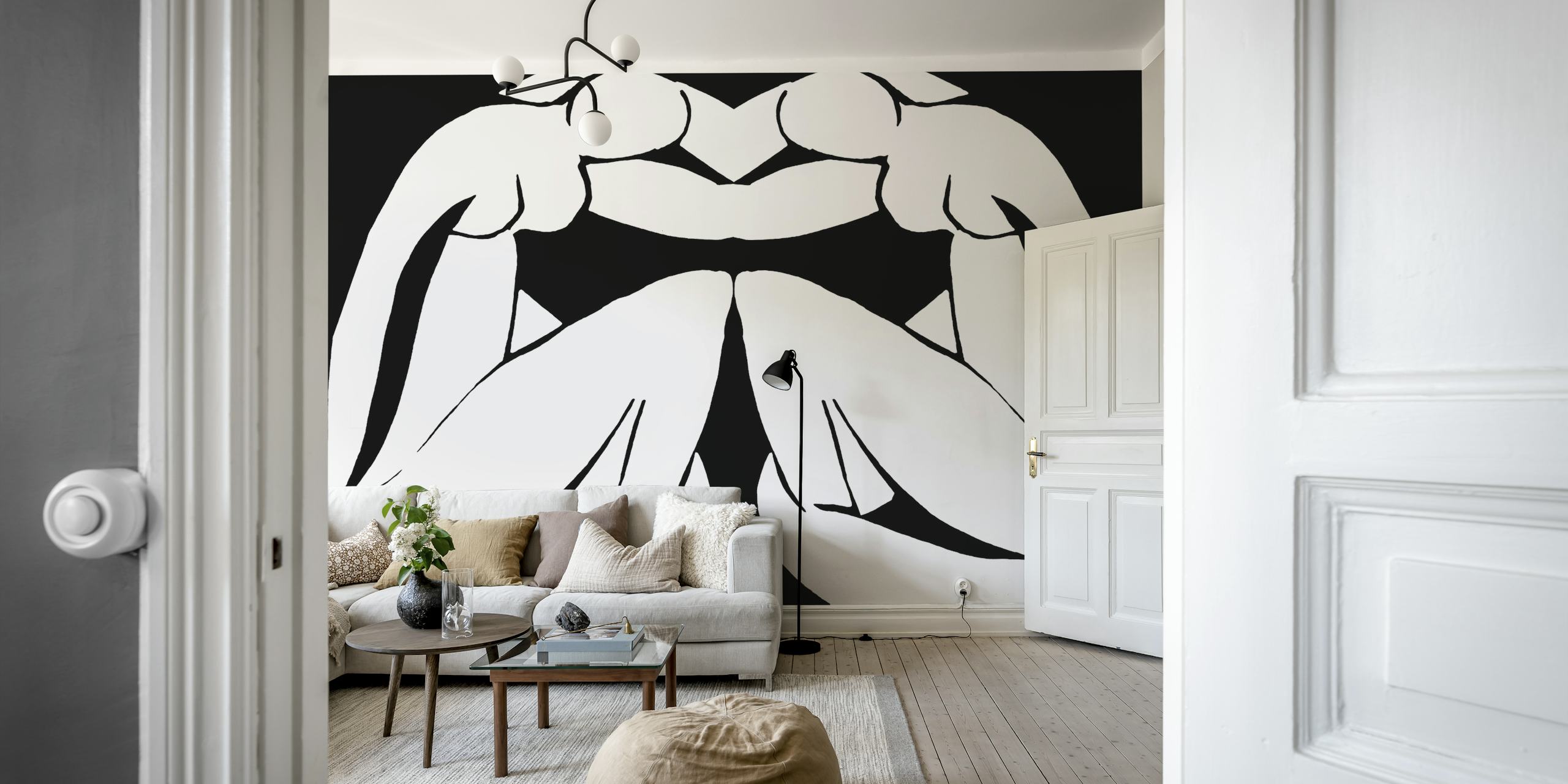 Matisse Sisters Black and White wallpaper in a room