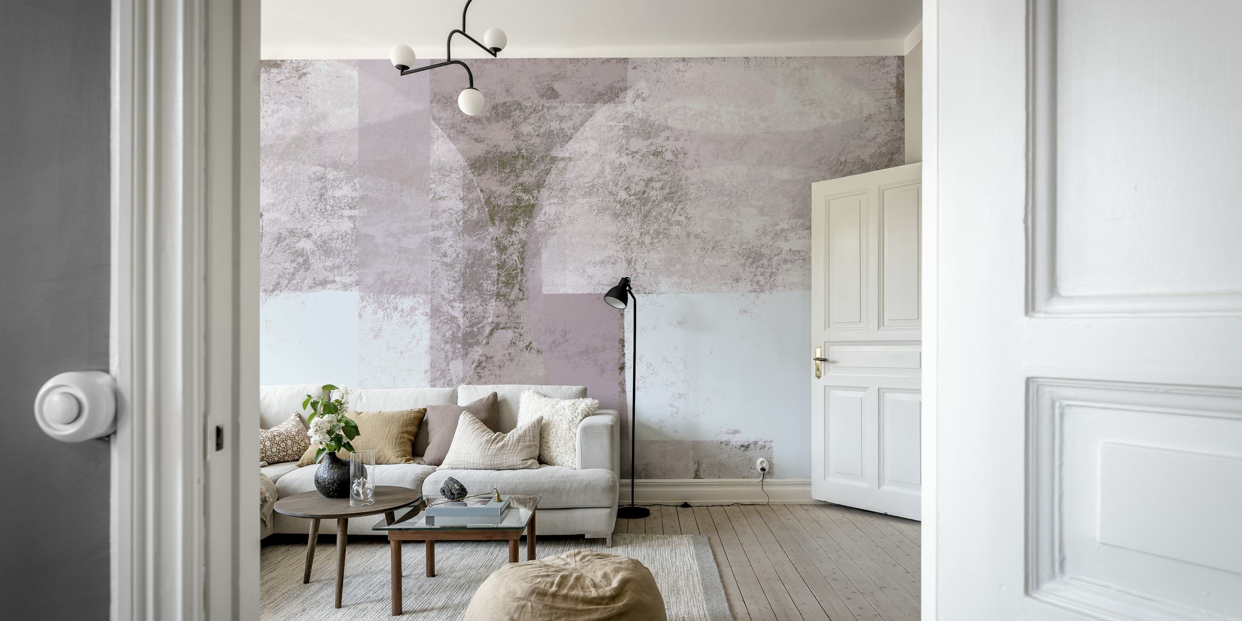 Earth Color Bauhaus Circles wallpaper in a room