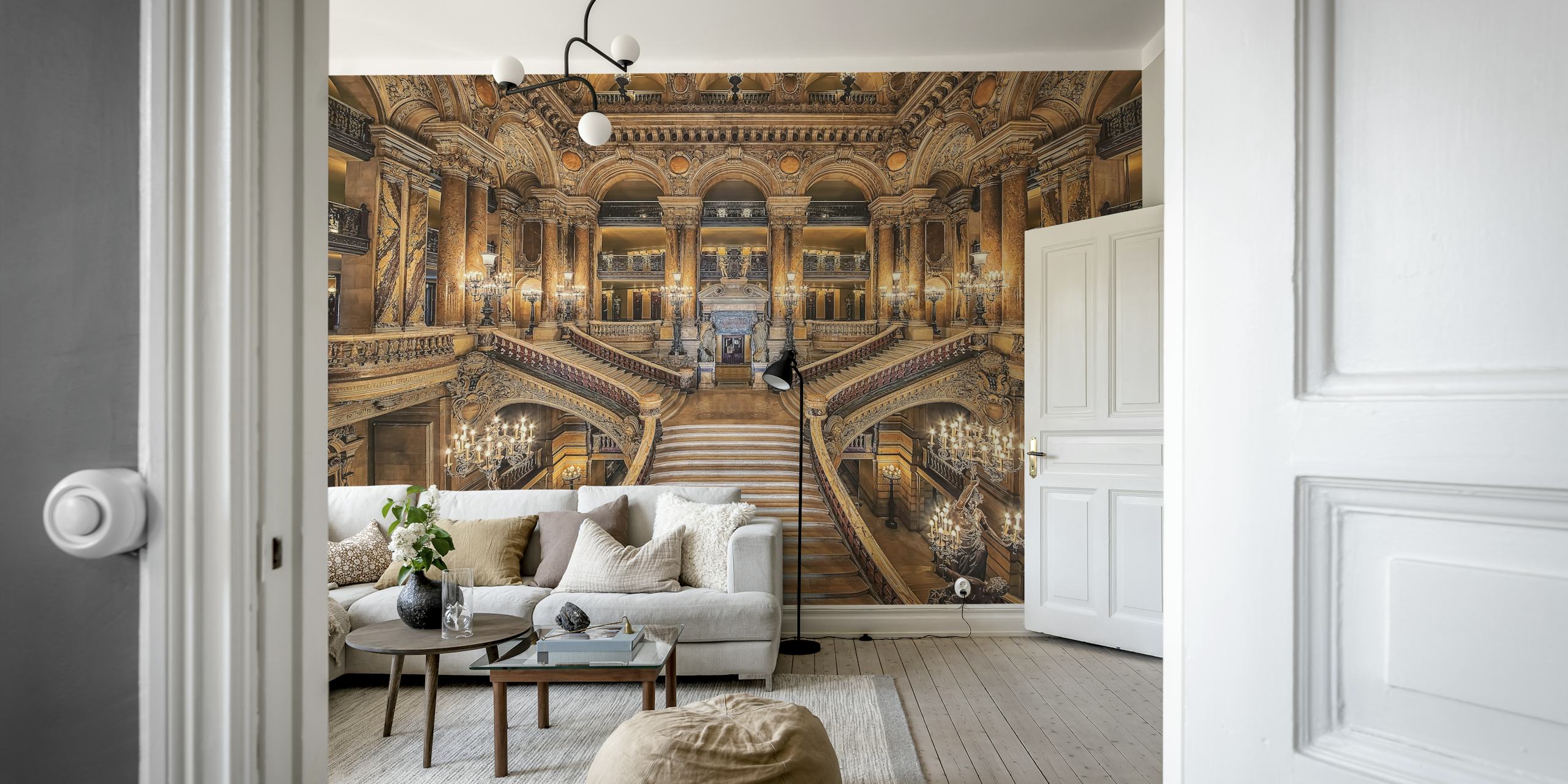 Palais Garnier opera house interior wall mural with grand staircases and golden ornaments