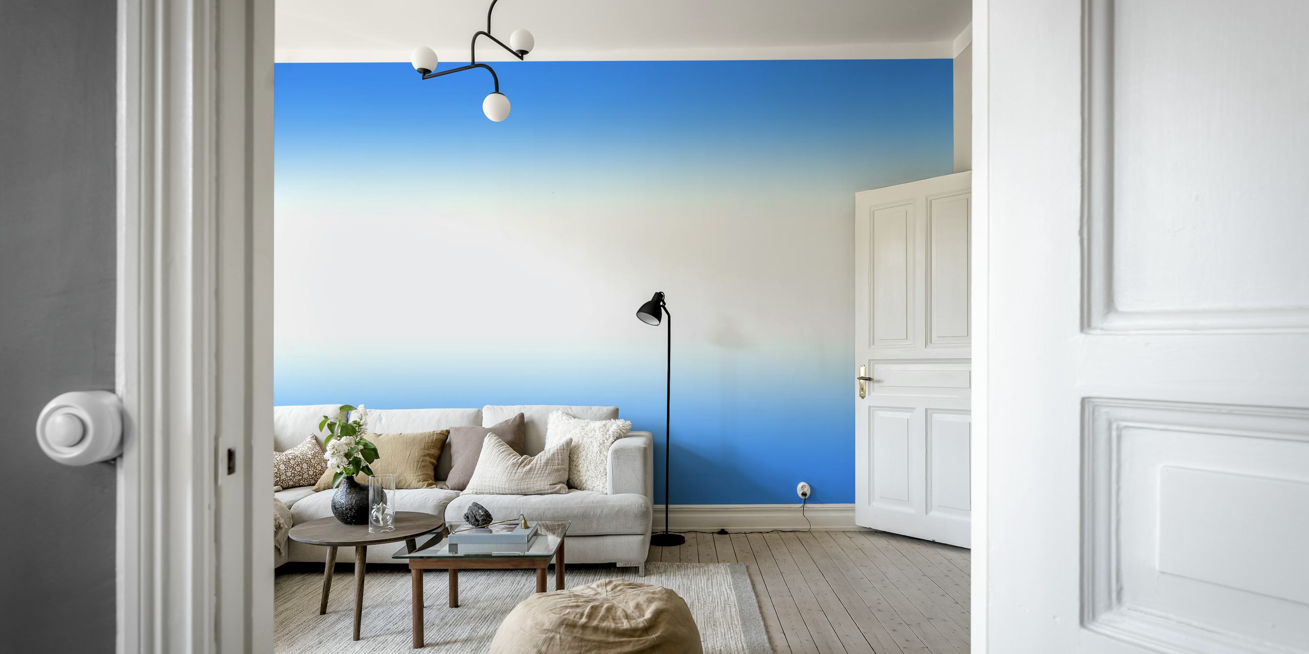 Cerulean Blue Gradient wallpaper in a room