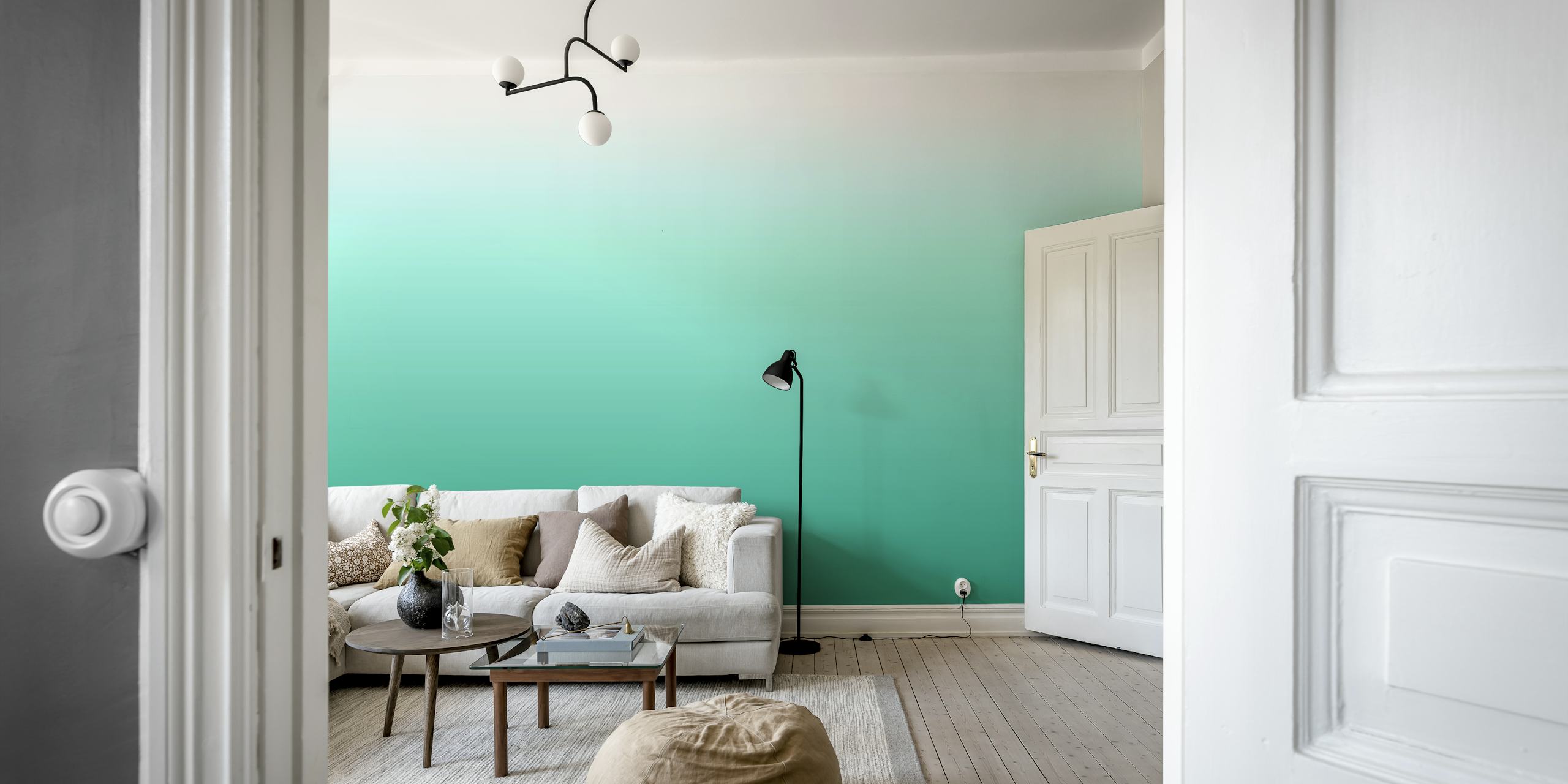 Abstract Pine Green Gradient τοιχογραφία με ομαλή μετάβαση από το βαθύ πράσινο πεύκου στο απαλό πράσινο μέντας