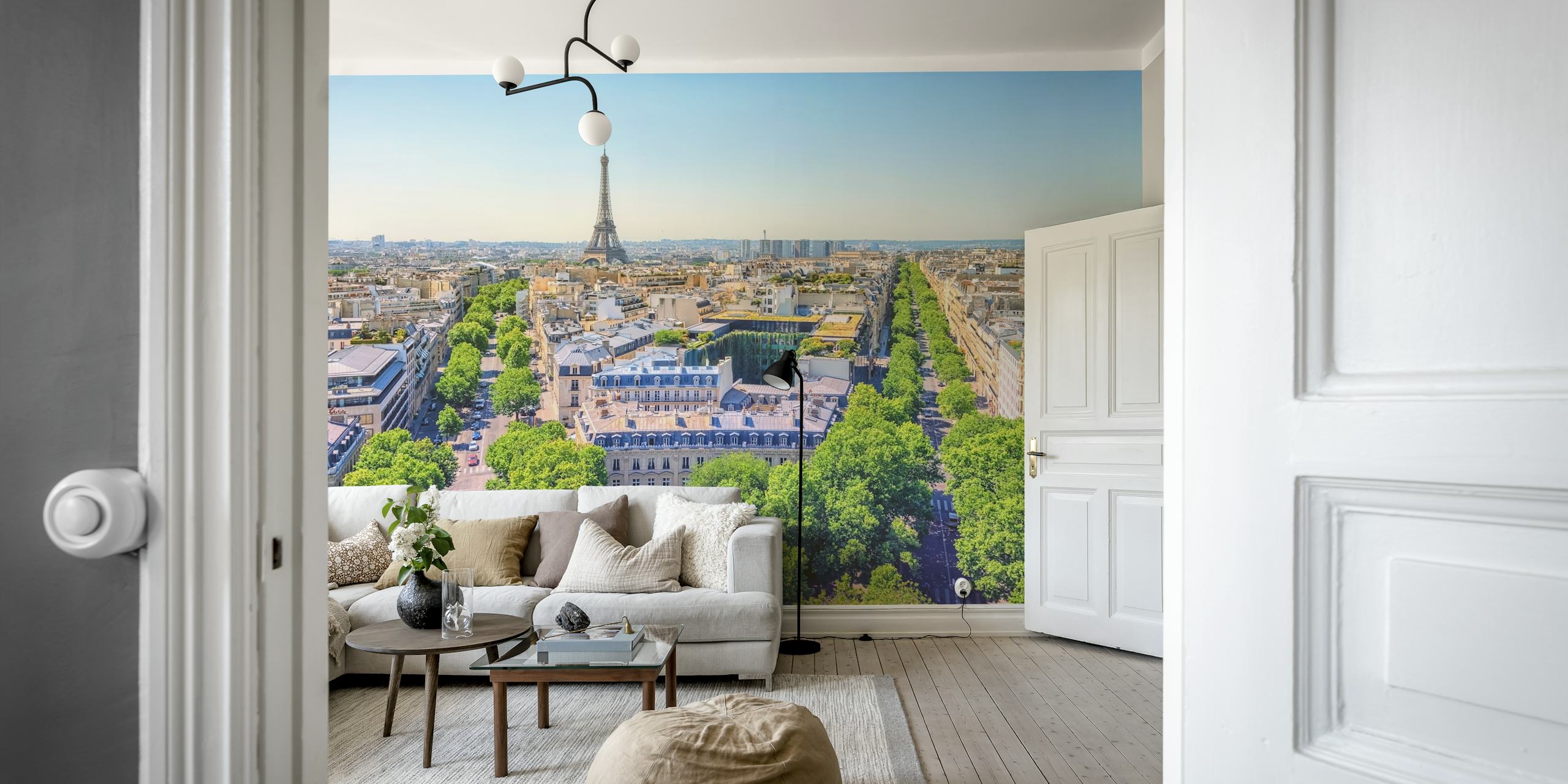 Paris in summer wallpaper in a room