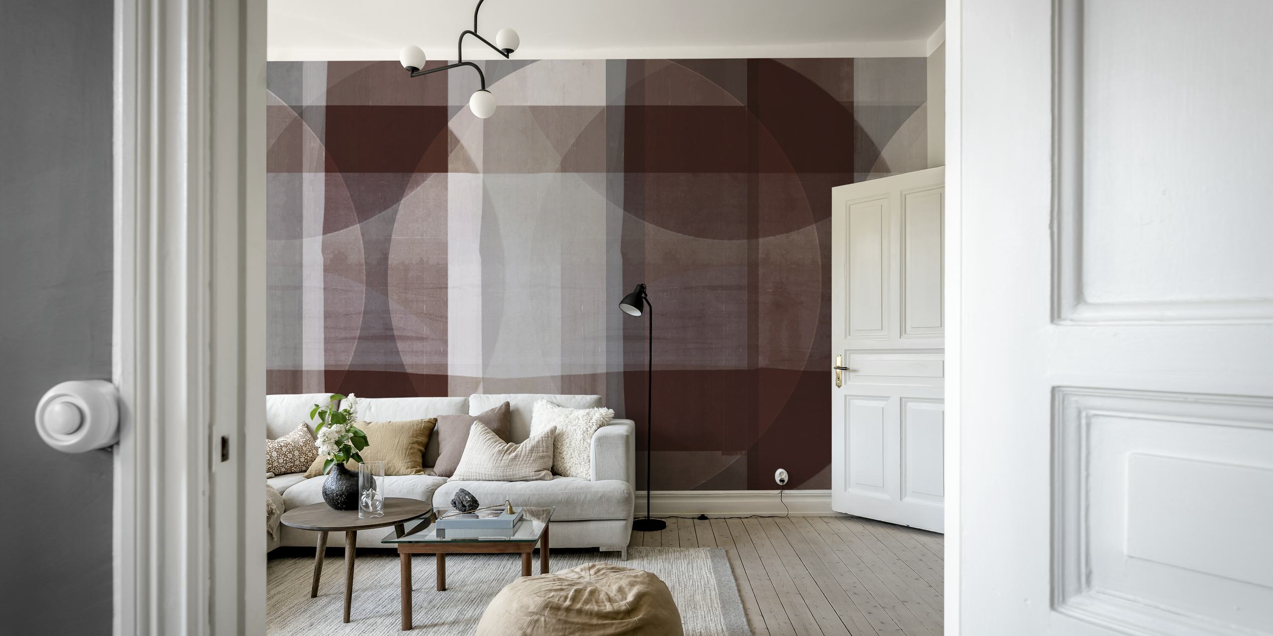 Geometric earthy circle pattern in muted brown colors wallpaper