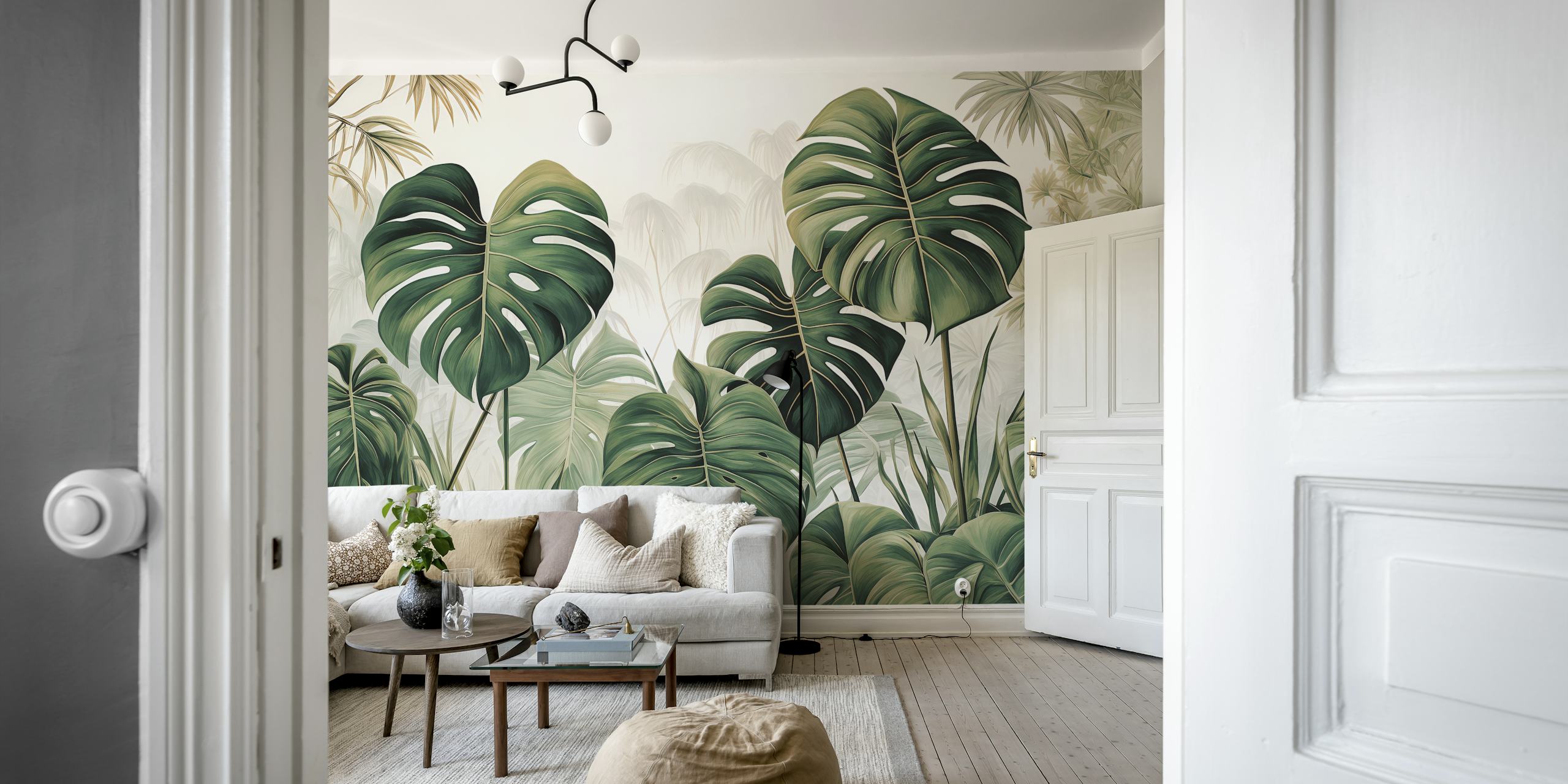 Forest Finesse wallpaper featuring lush green leaves