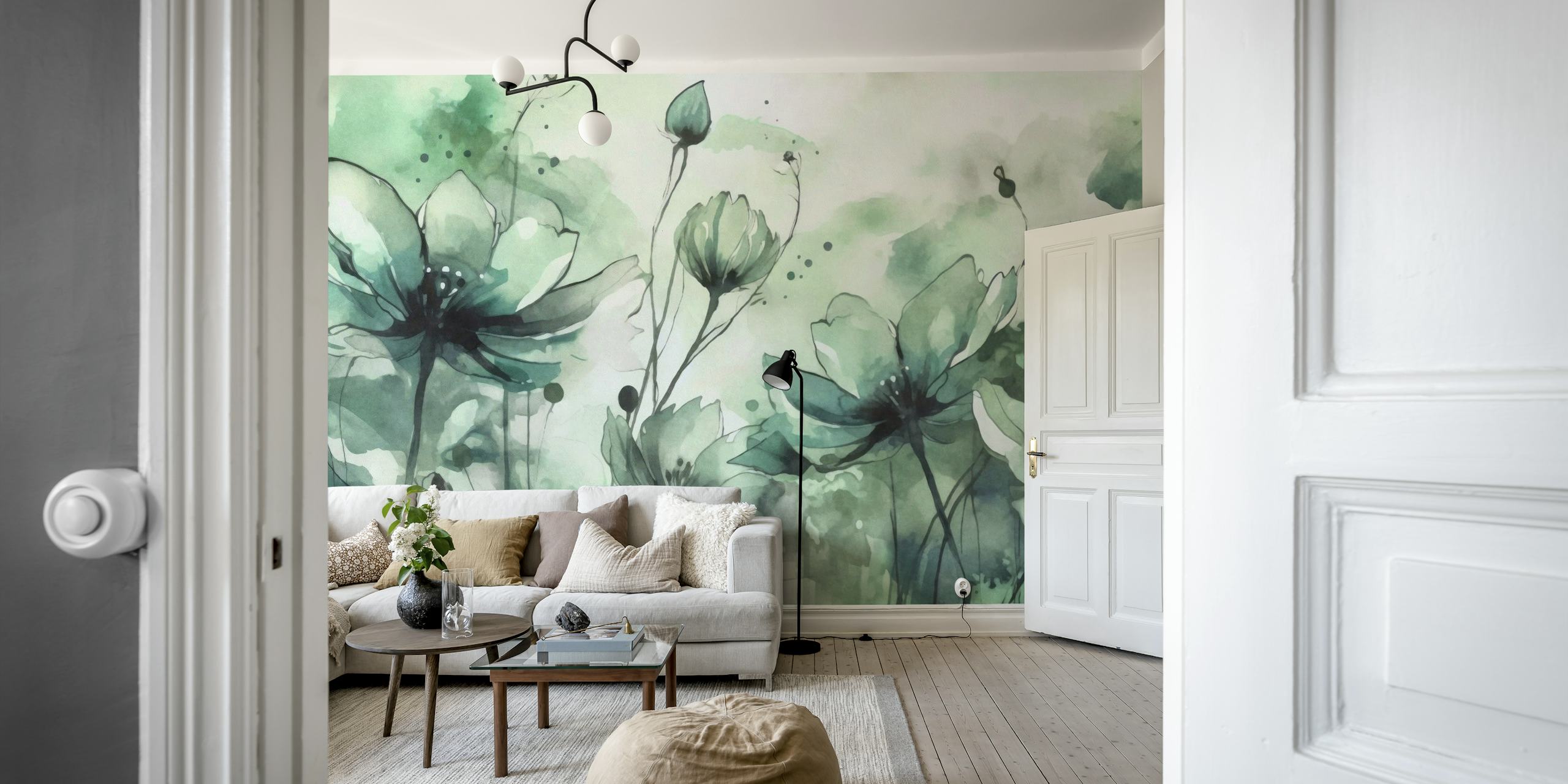 Green Flower Garden Wallpaper - Buy Beautiful Wallpapers at Happywall.com