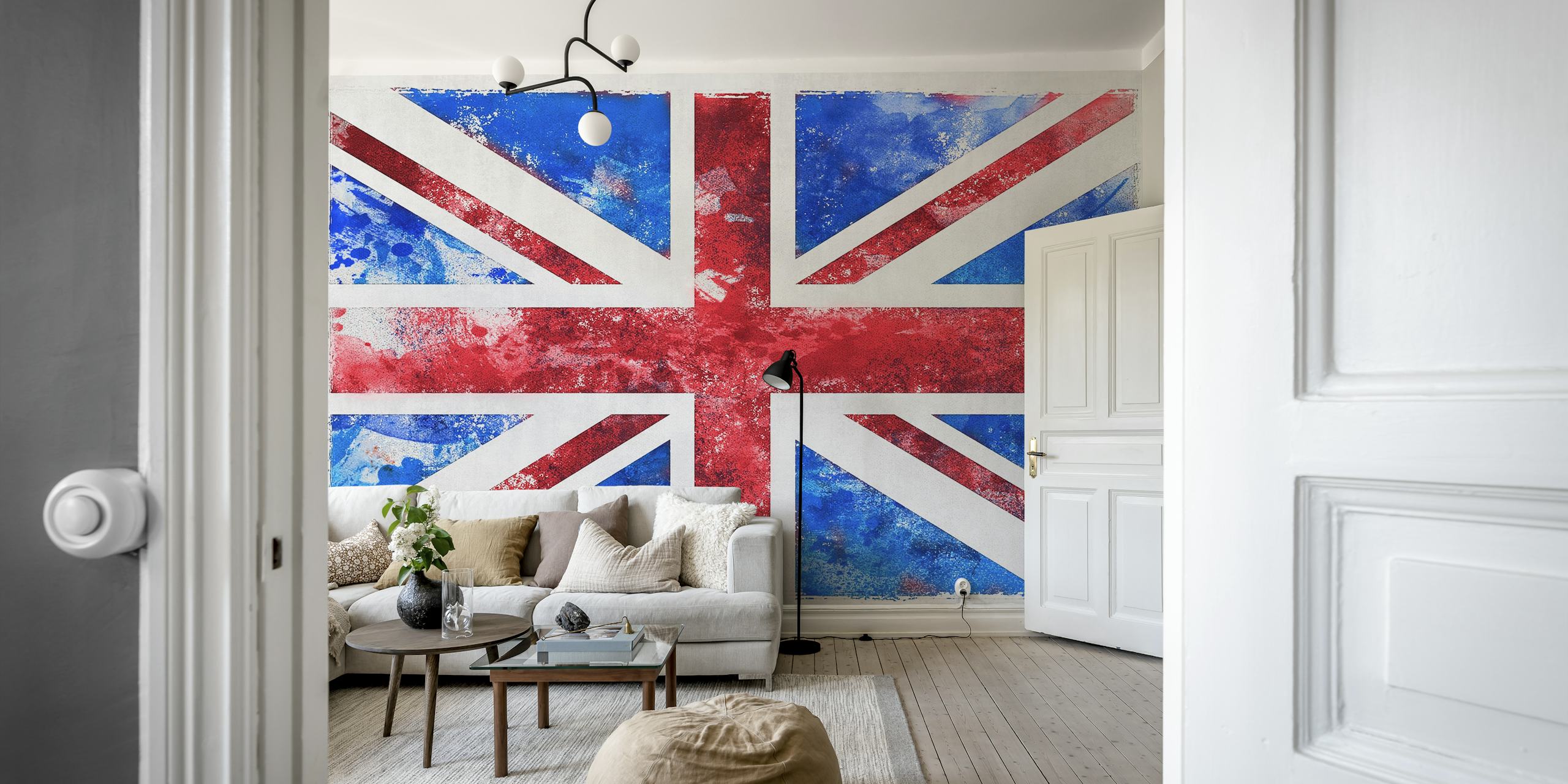 Vibrant distressed Union Jack UK Flag muurschildering