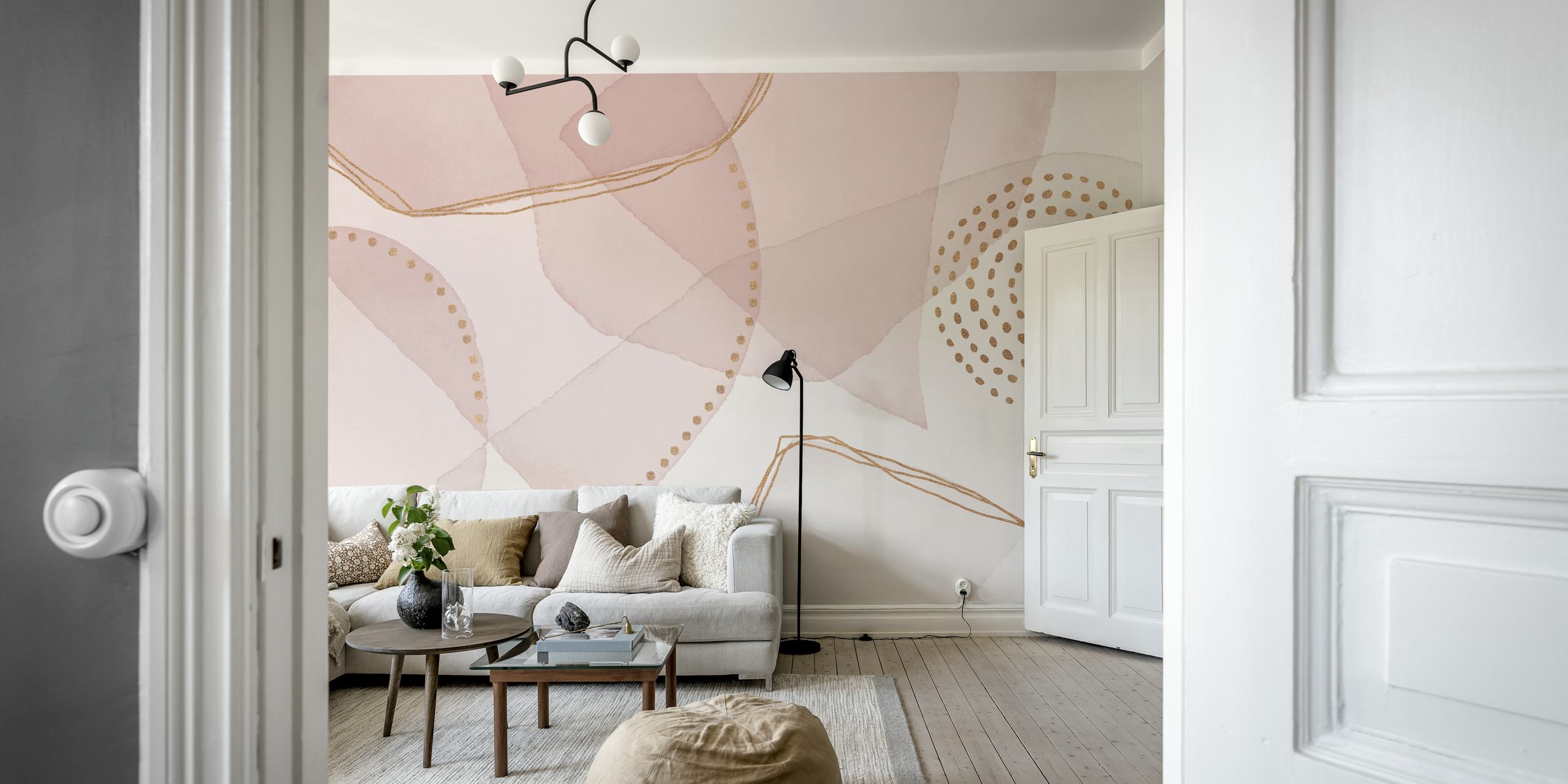 Pastel αφηρημένα σχήματα τοιχογραφία με μια μποέμ πολυτελή ατμόσφαιρα