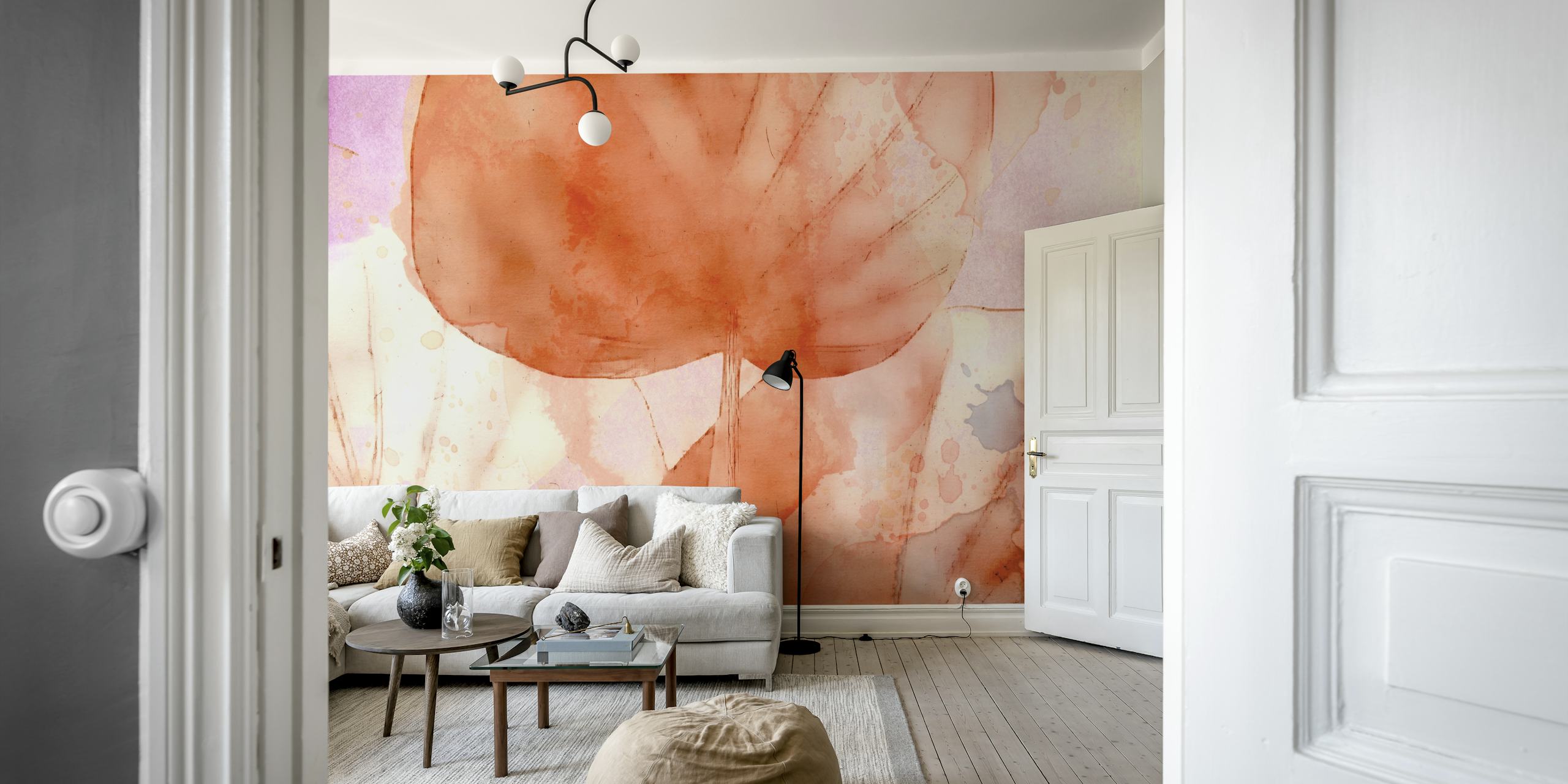 Japanese Wabi Sabi Leaves wallpaper in a room