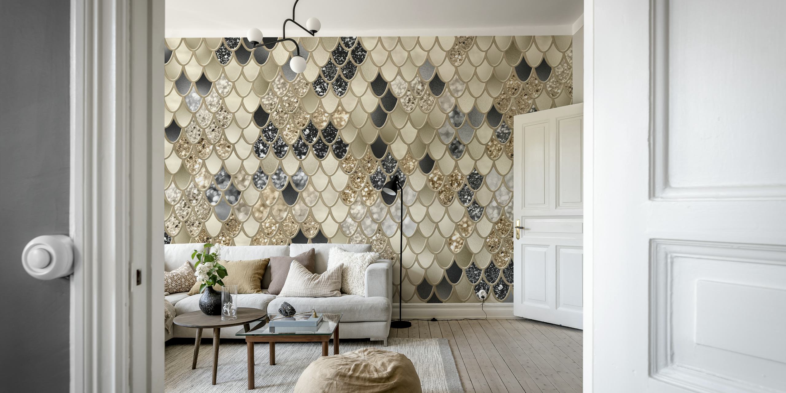 Gold Black Mermaid Scales tapetdesign