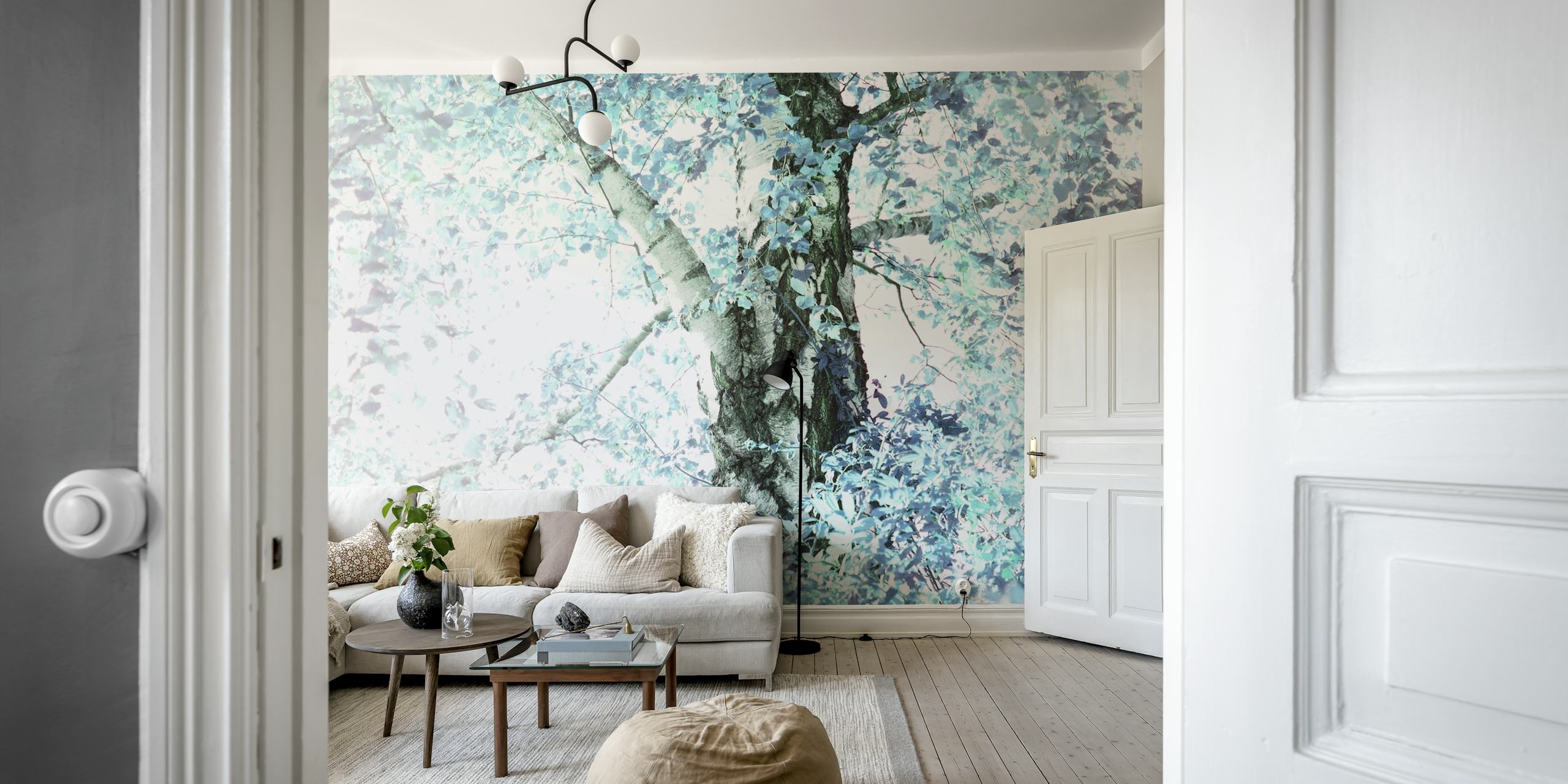 Dreamy Birch Tree 2 wallpaper in interior setting.