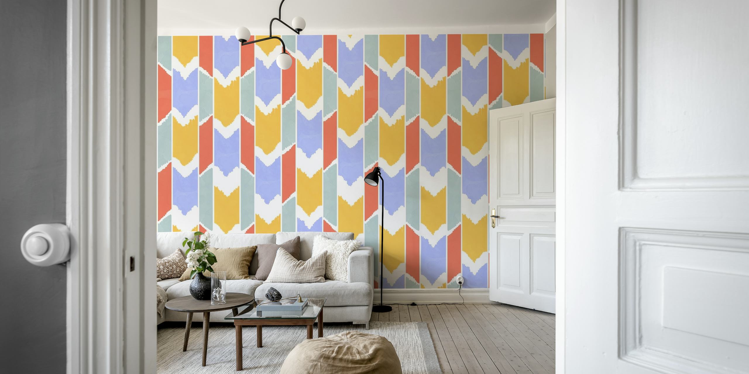 Colorful Simple Ethnic Boho Tribal Pattern Wall Mural