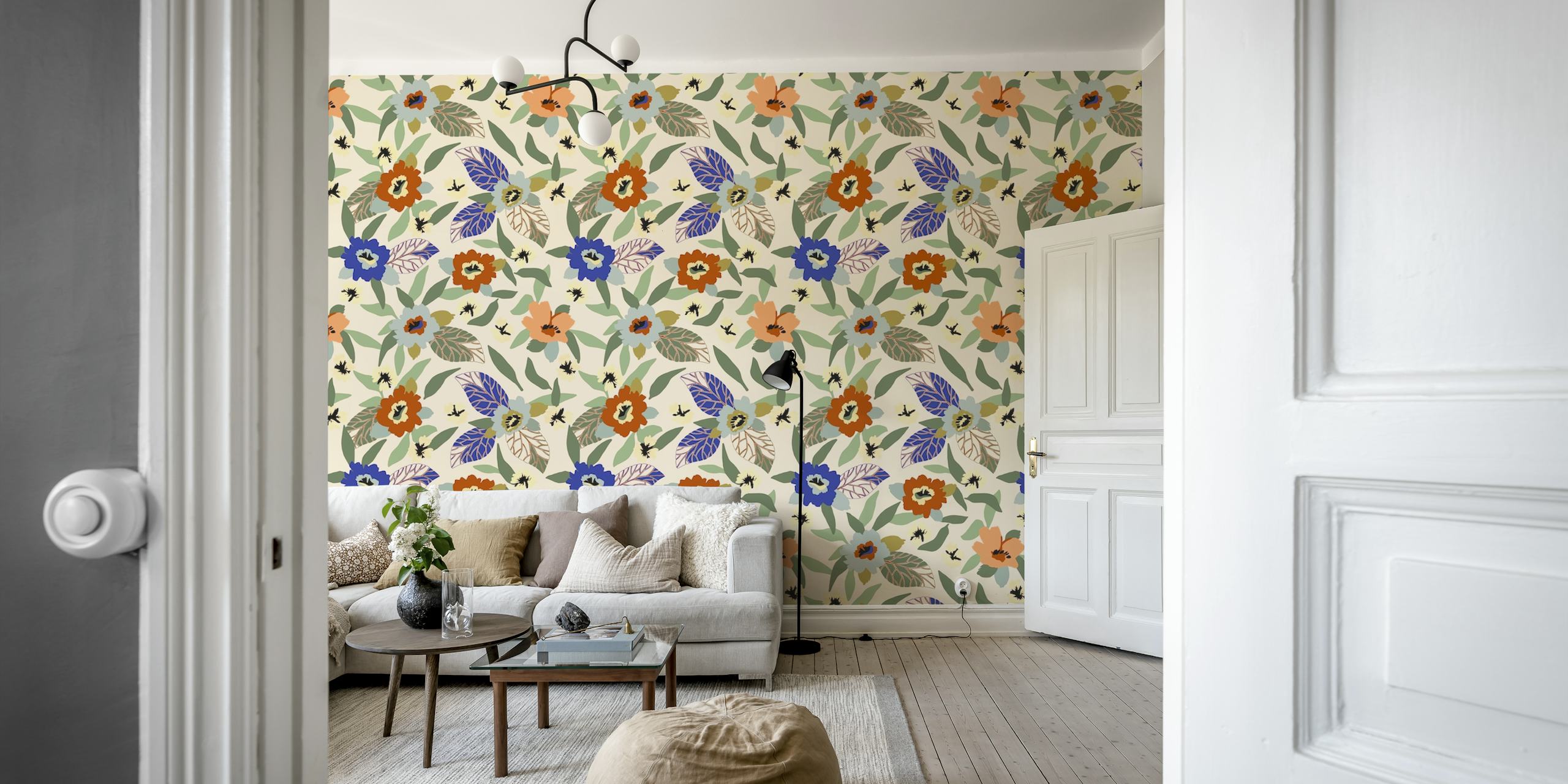 Modern Floral Garden CDP 1 veggmaleridesign med en blanding av moderne farger og klassiske blomstermønstre
