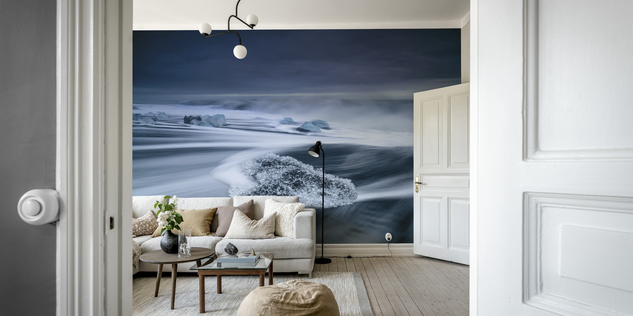 Crystal ice tapet vist i et rum