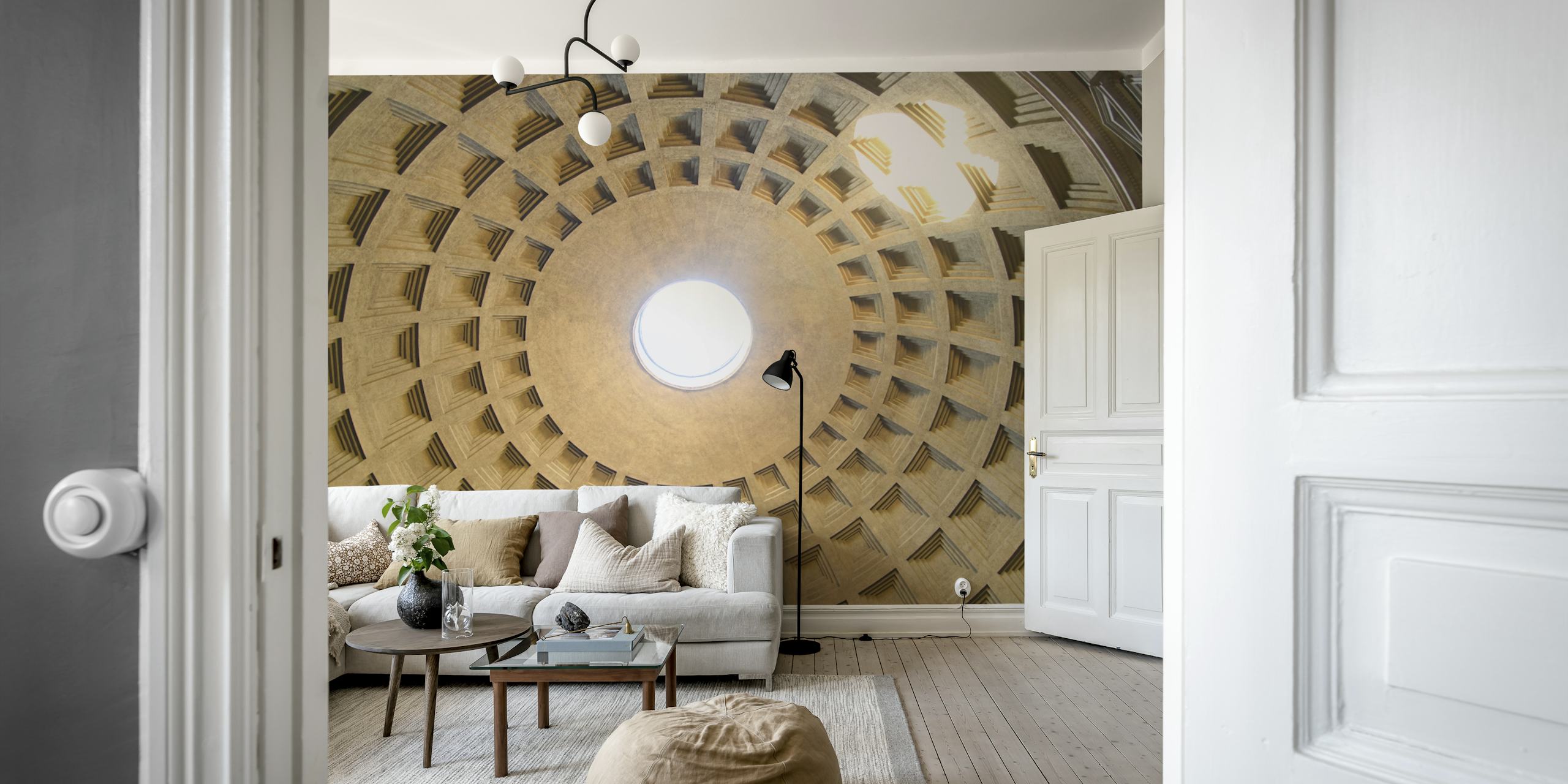 Soffitto a cassettoni della cupola del Pantheon con luce centrale a oculo