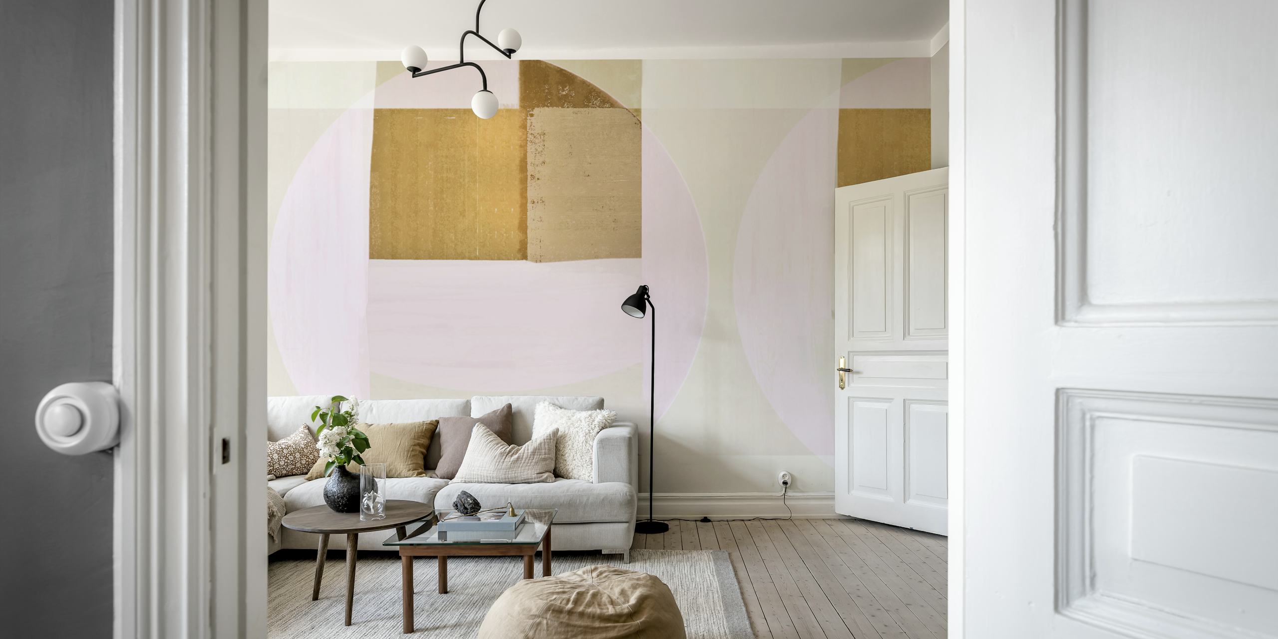 50s geometrisk design tapet i et rom