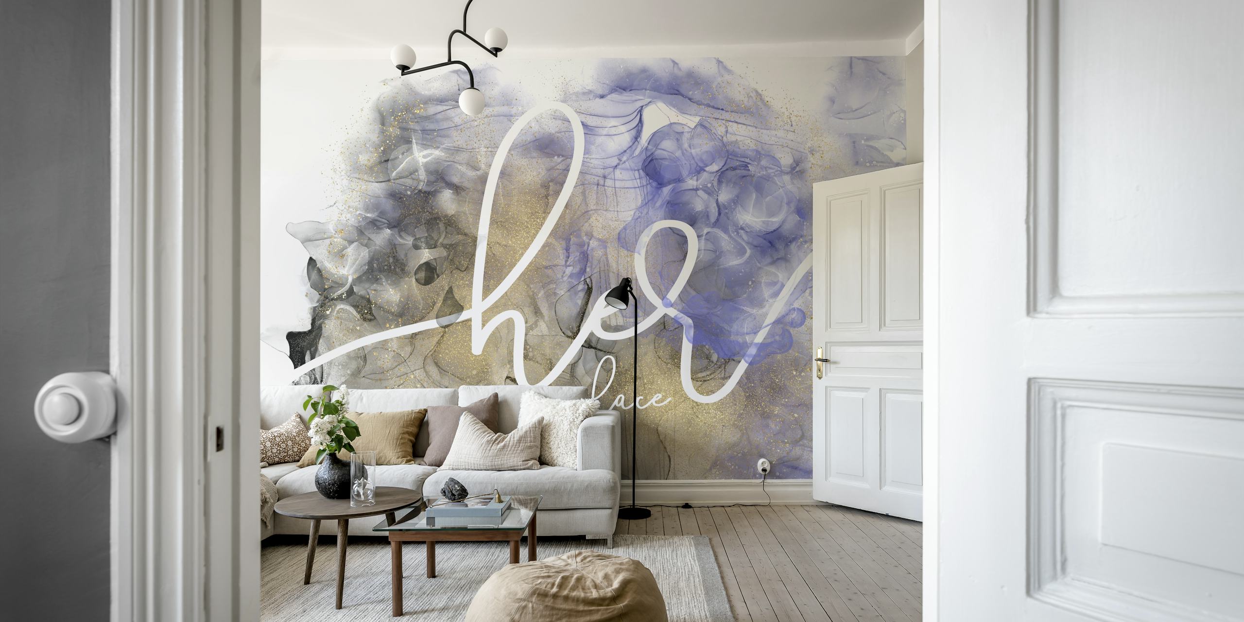 Her place alcohol ink wallpaper in a room