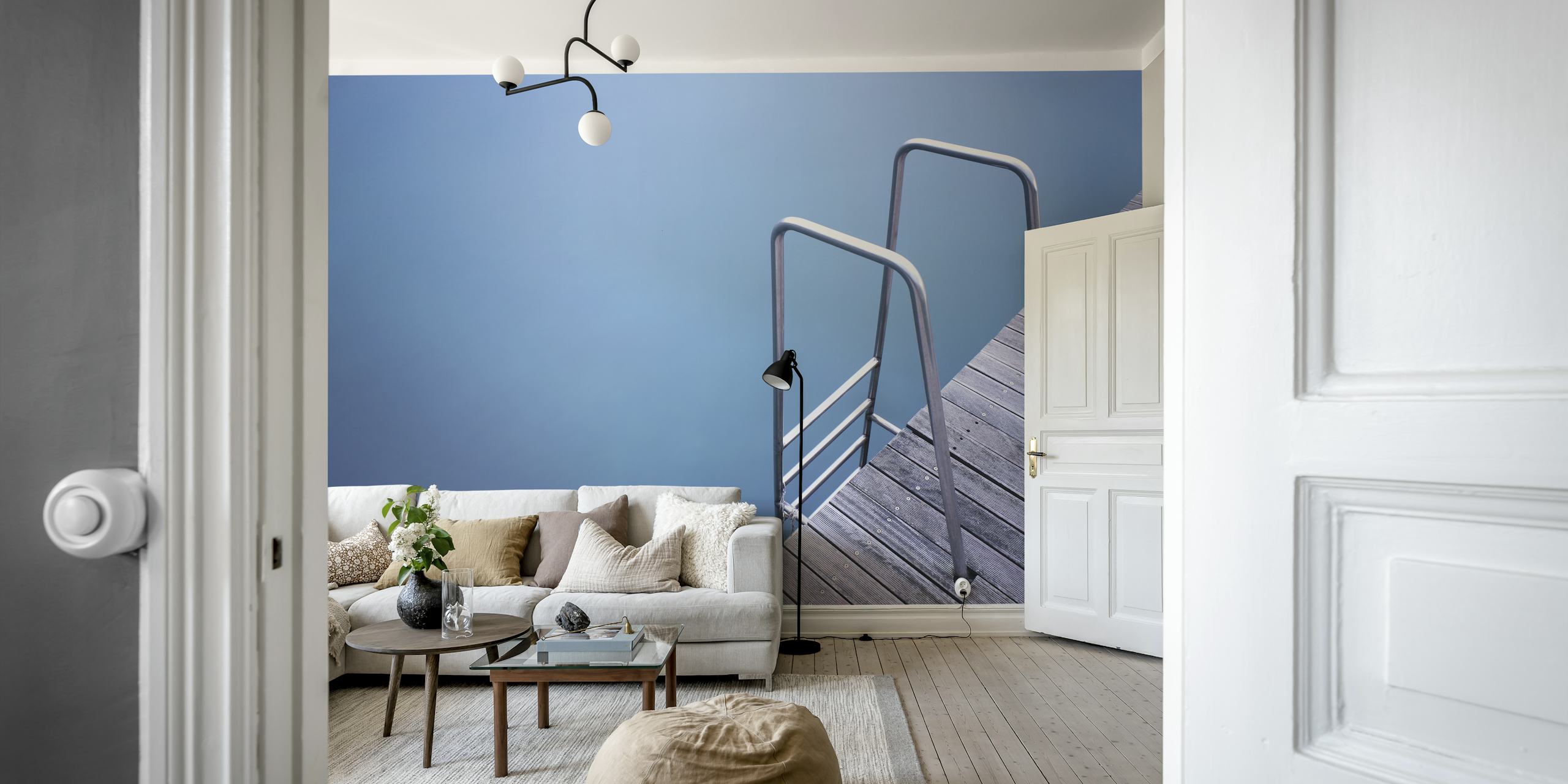 Stairs wallpaper in a contemporary room