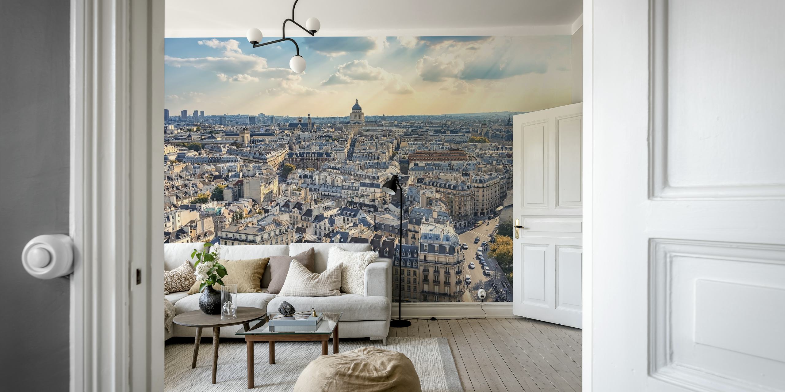 Sunny Paris wallpaper in a room setting