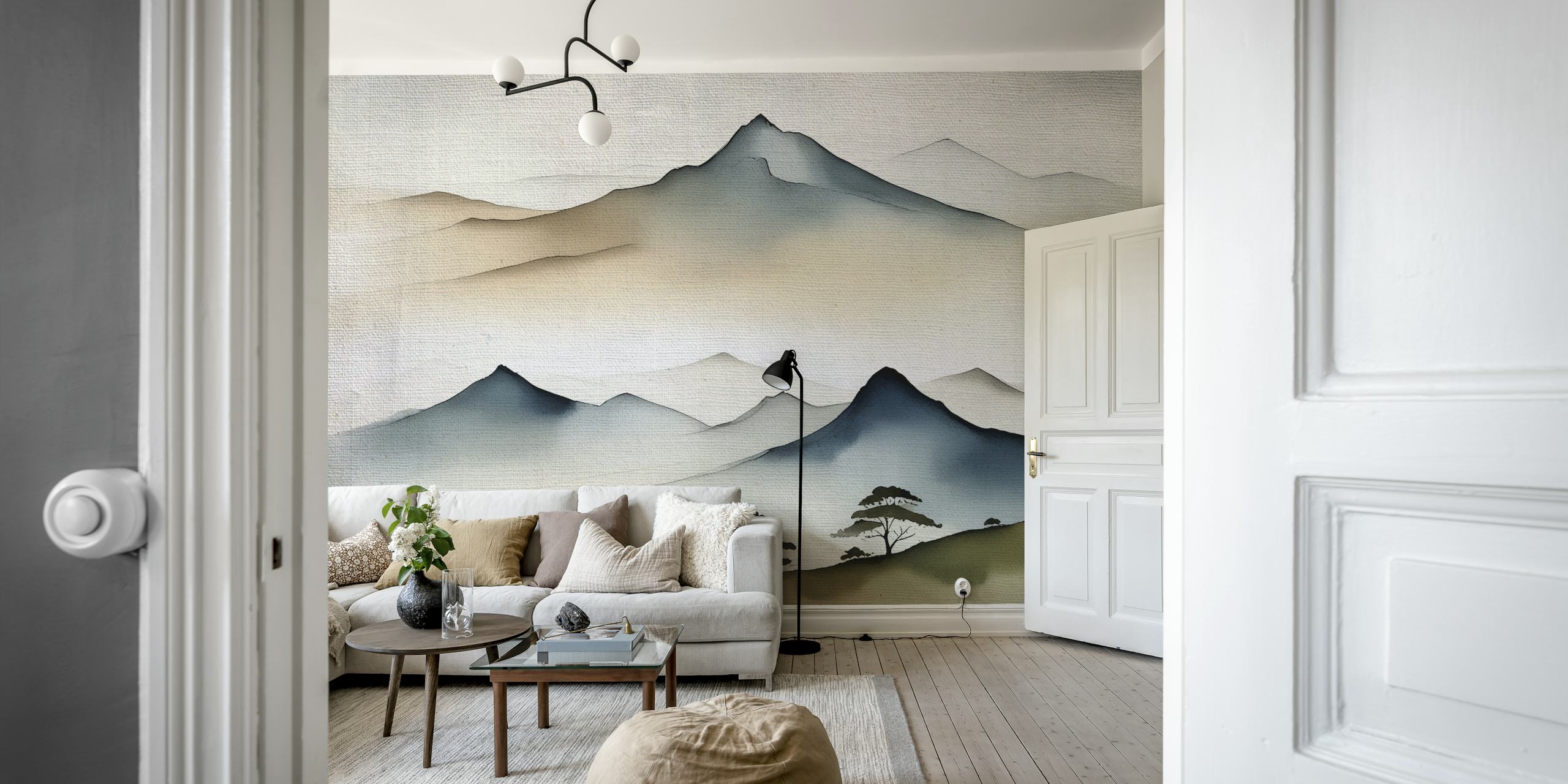 Design de papier peint Zen Mountains dans une pièce