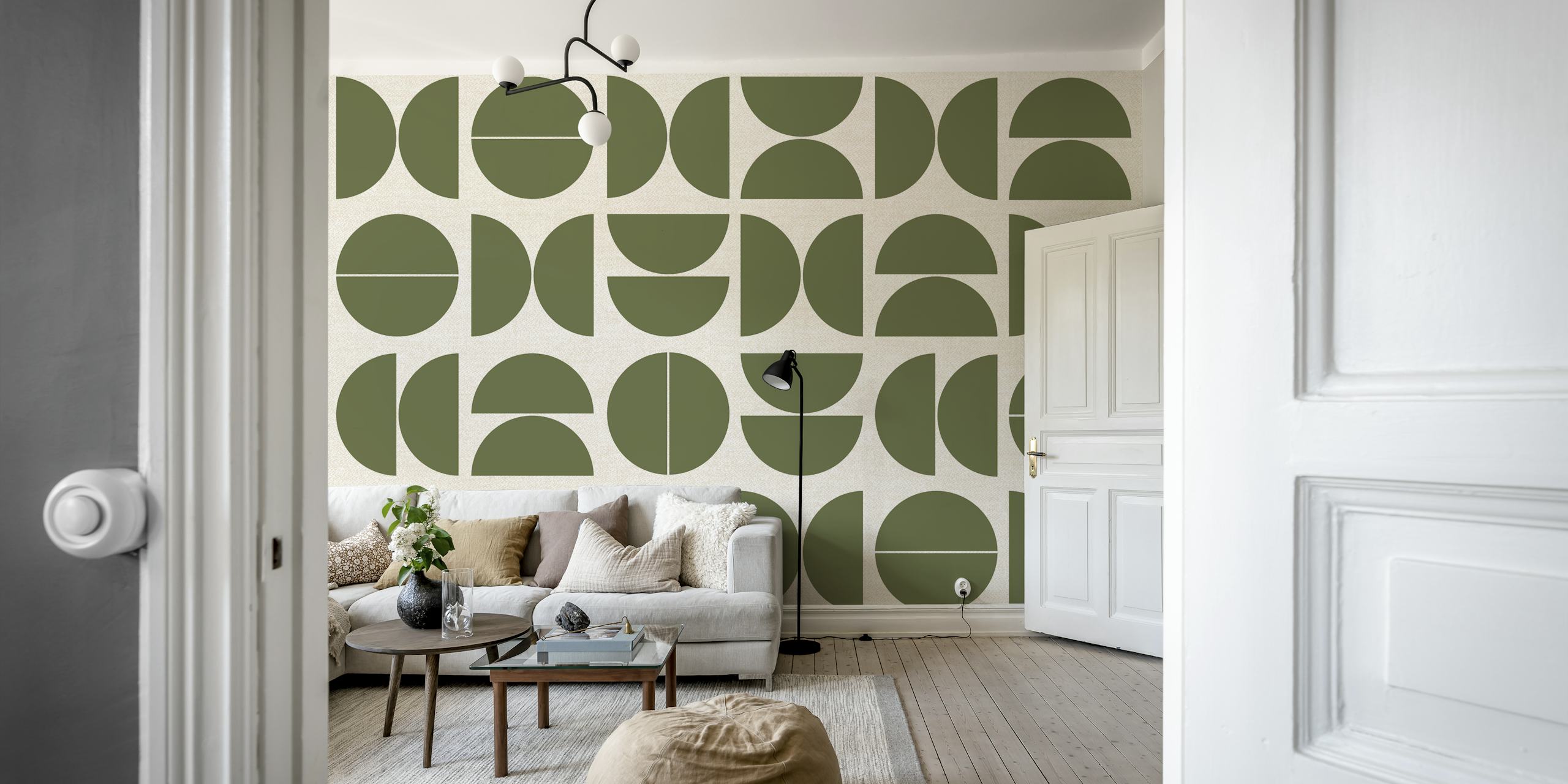 Motif de papier peint Earthy Green Bauhaus