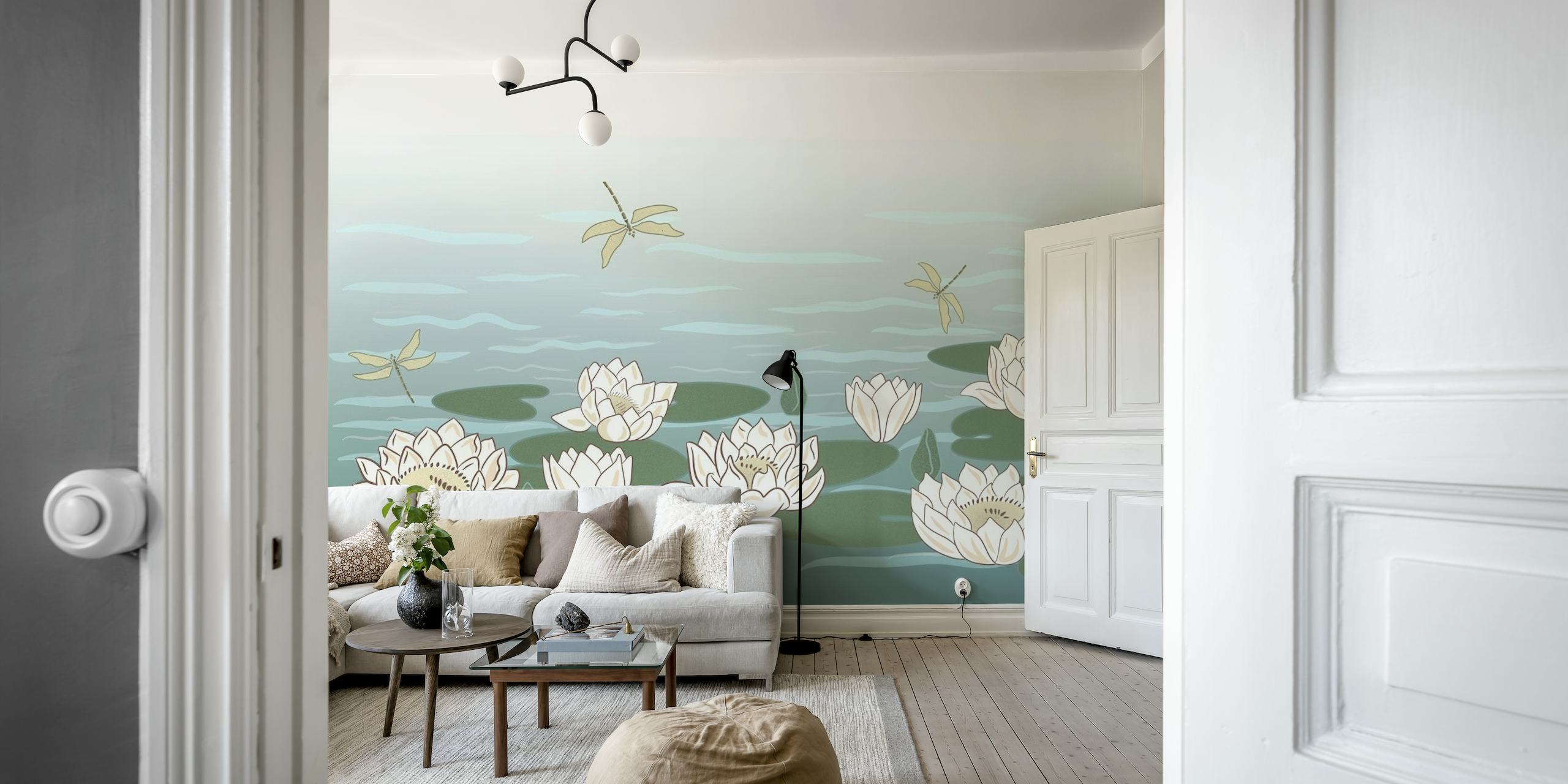Waterlilies Pond on Hooker's Green Gradient wallpaper