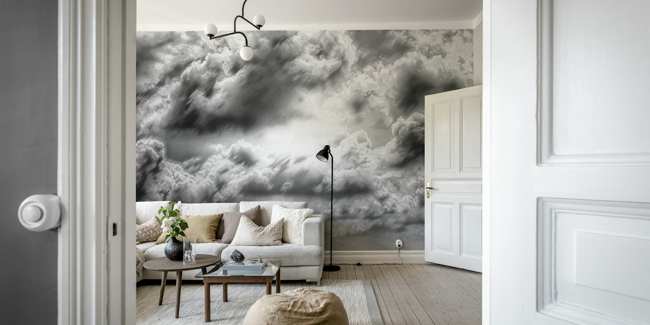 Papel pintado Grey Clouds en una habitación