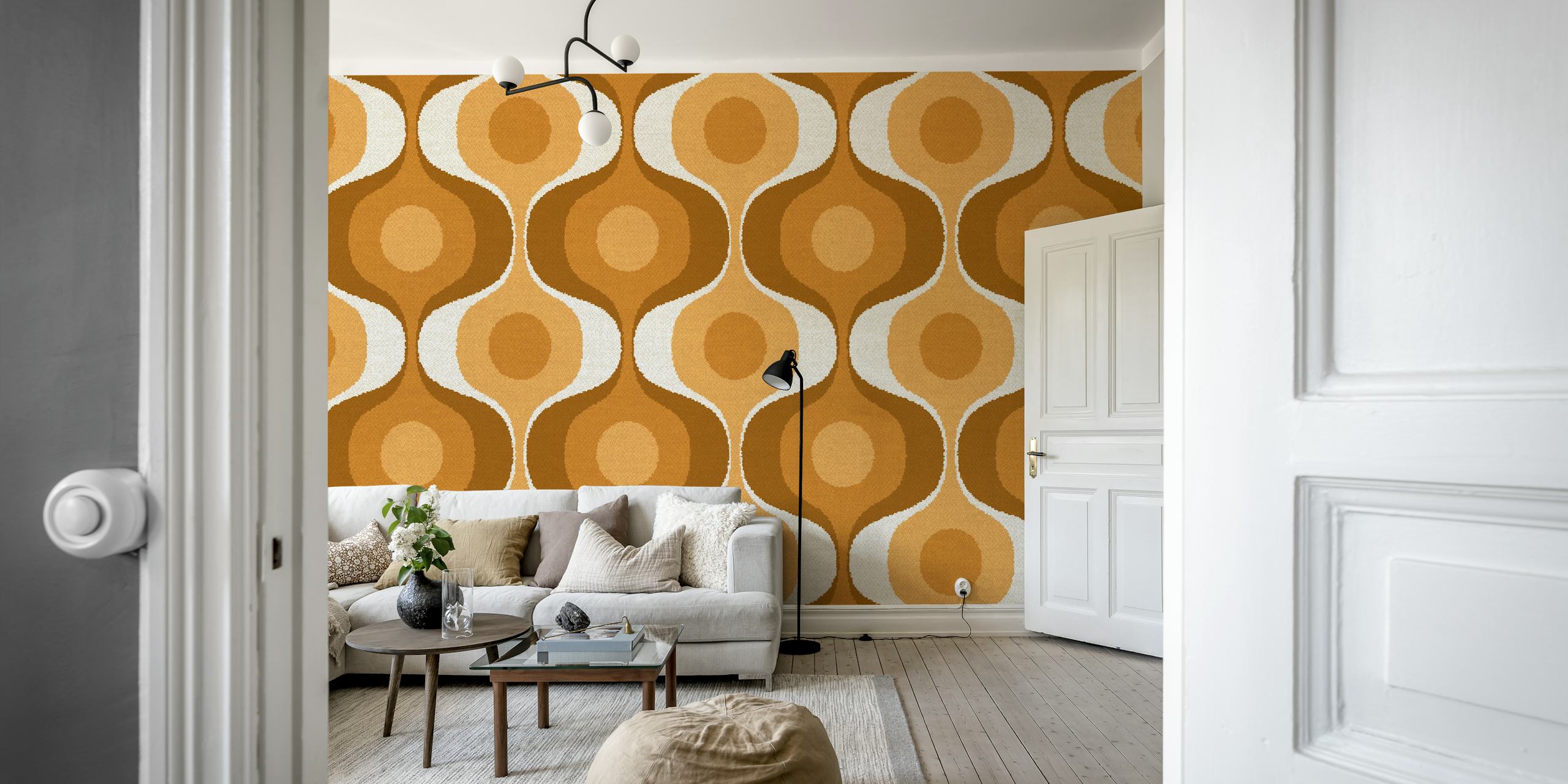 Fluffy 70s Retro Geometry wallpaper in room