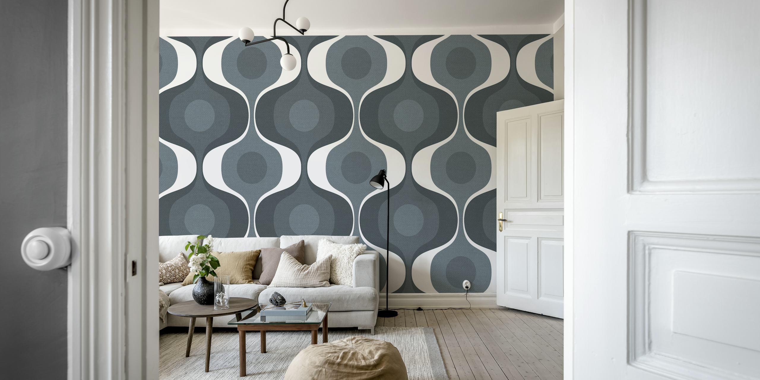 Neutral Retro 70s Luxury wallpaper in a room