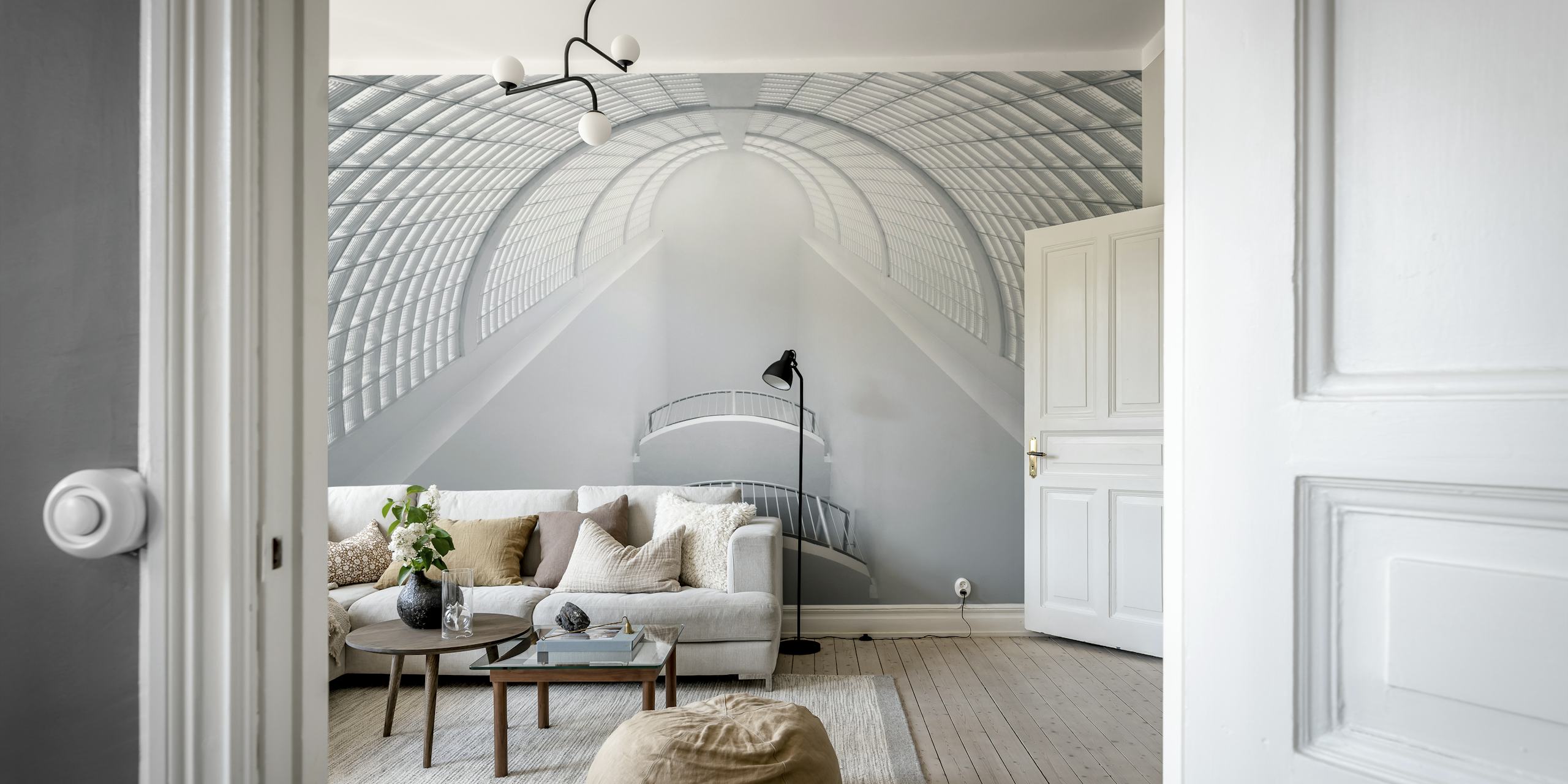 Elegant white wallpaper in a room