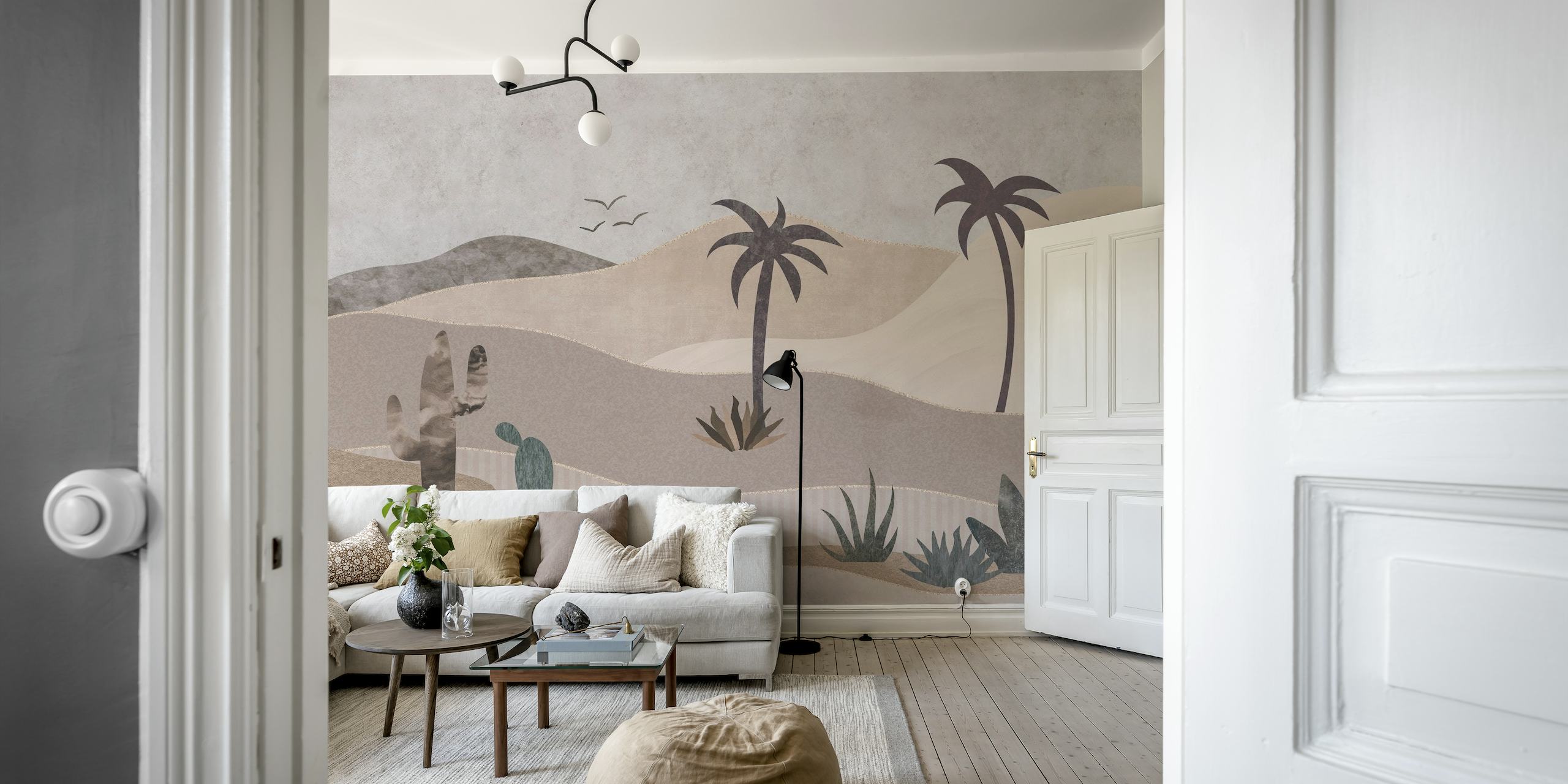 Abstract Desert Landscape Collage Art behang