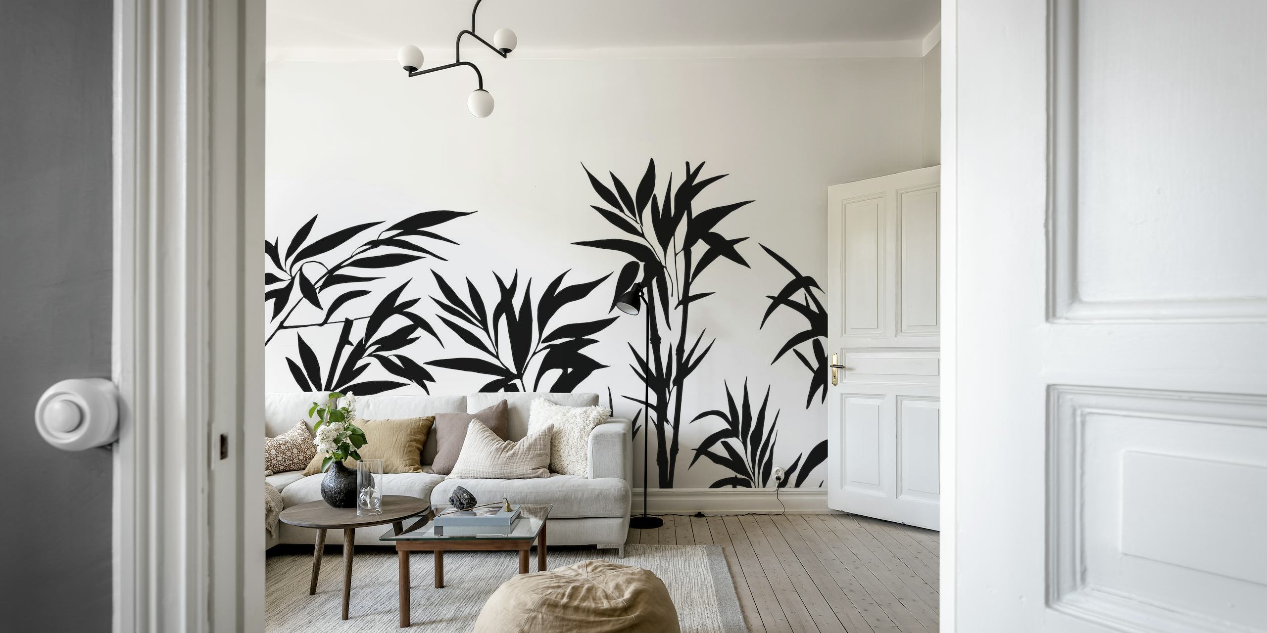 Zan Bamboo Tranquility Black And White behang