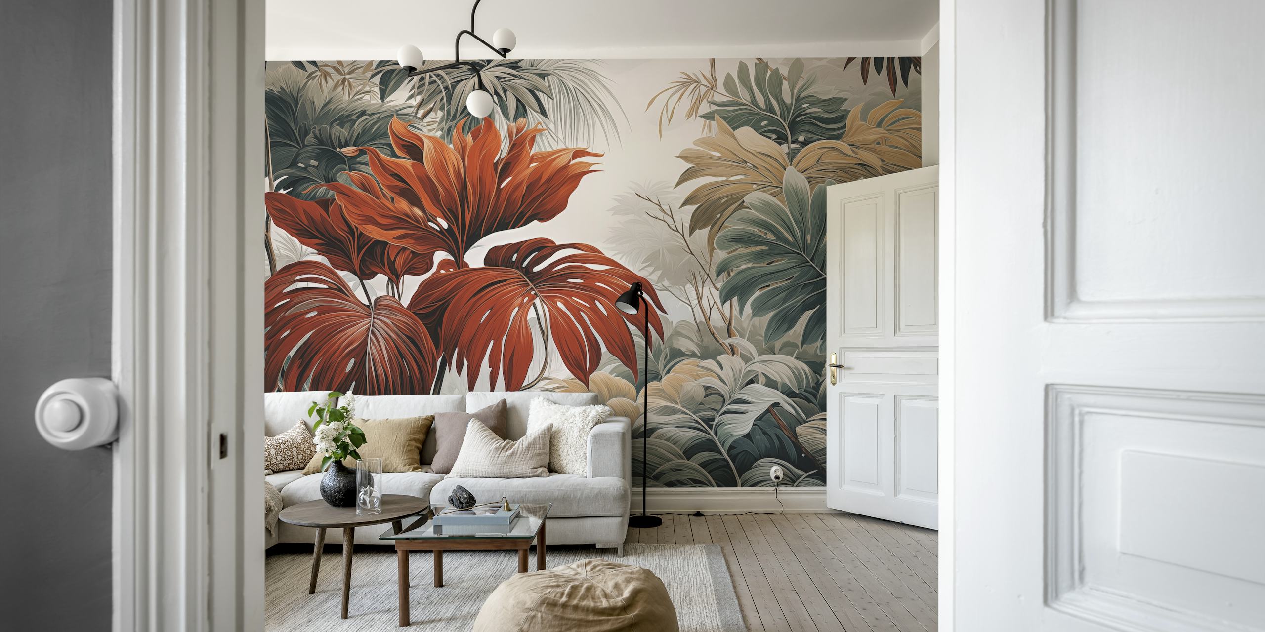 Behang Natural Elegance met weelderige planten