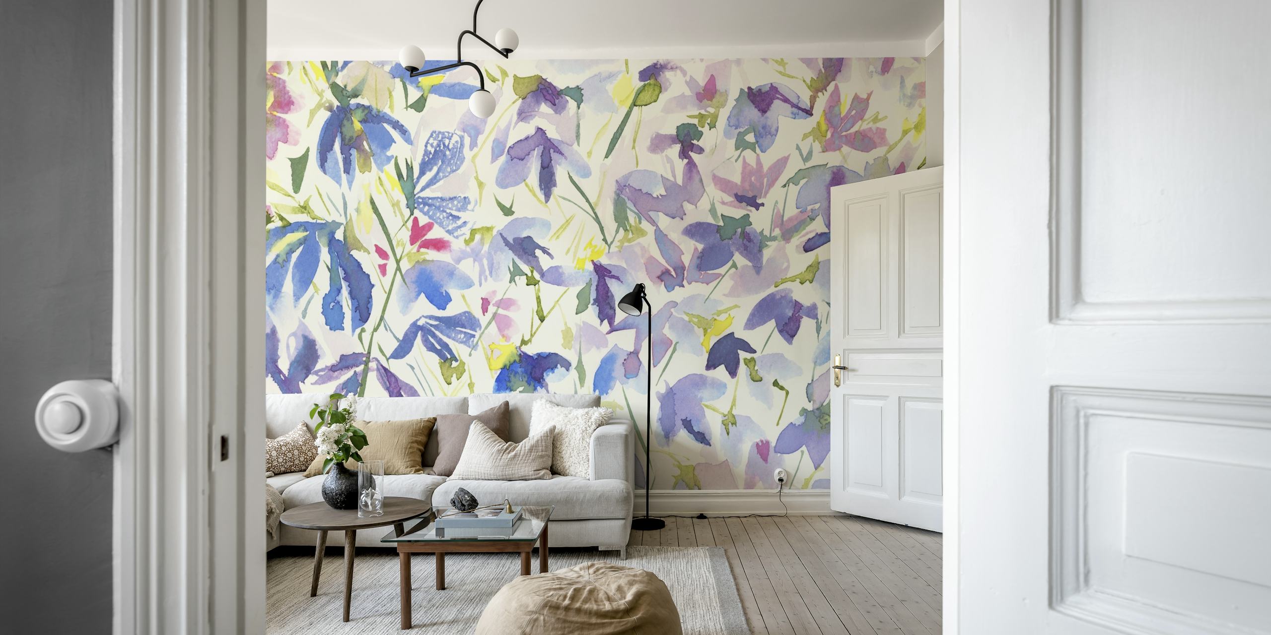 Abstract wildflower path tapet i et rum