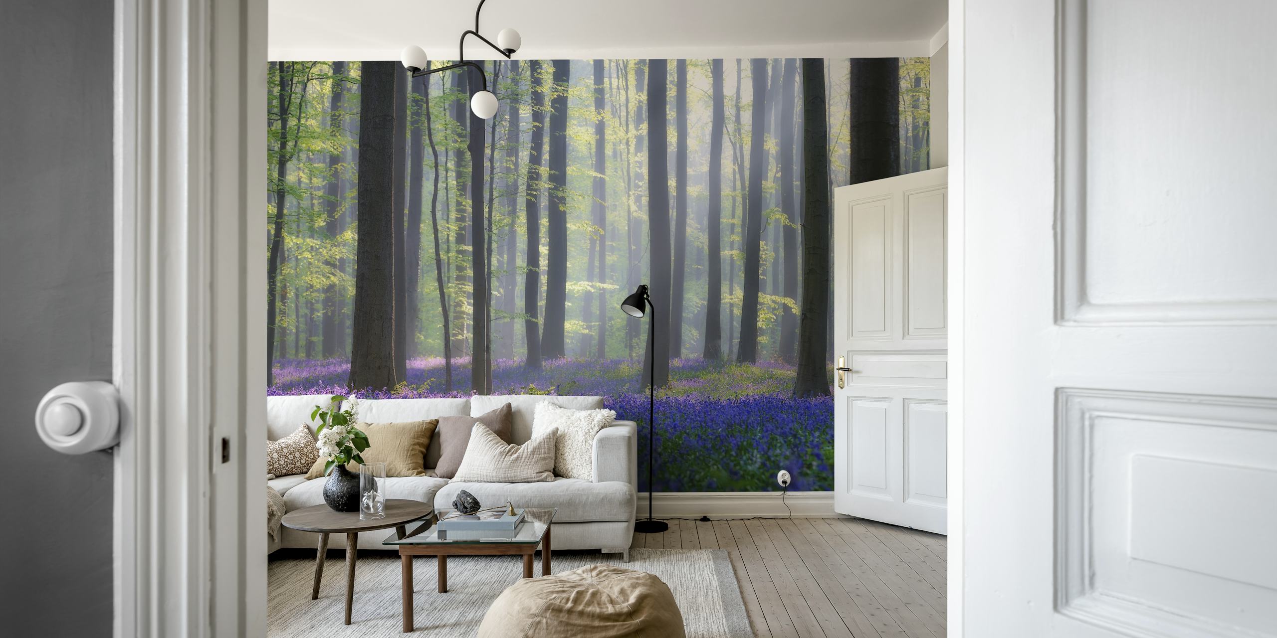 Bluebells tapet vist i et rum
