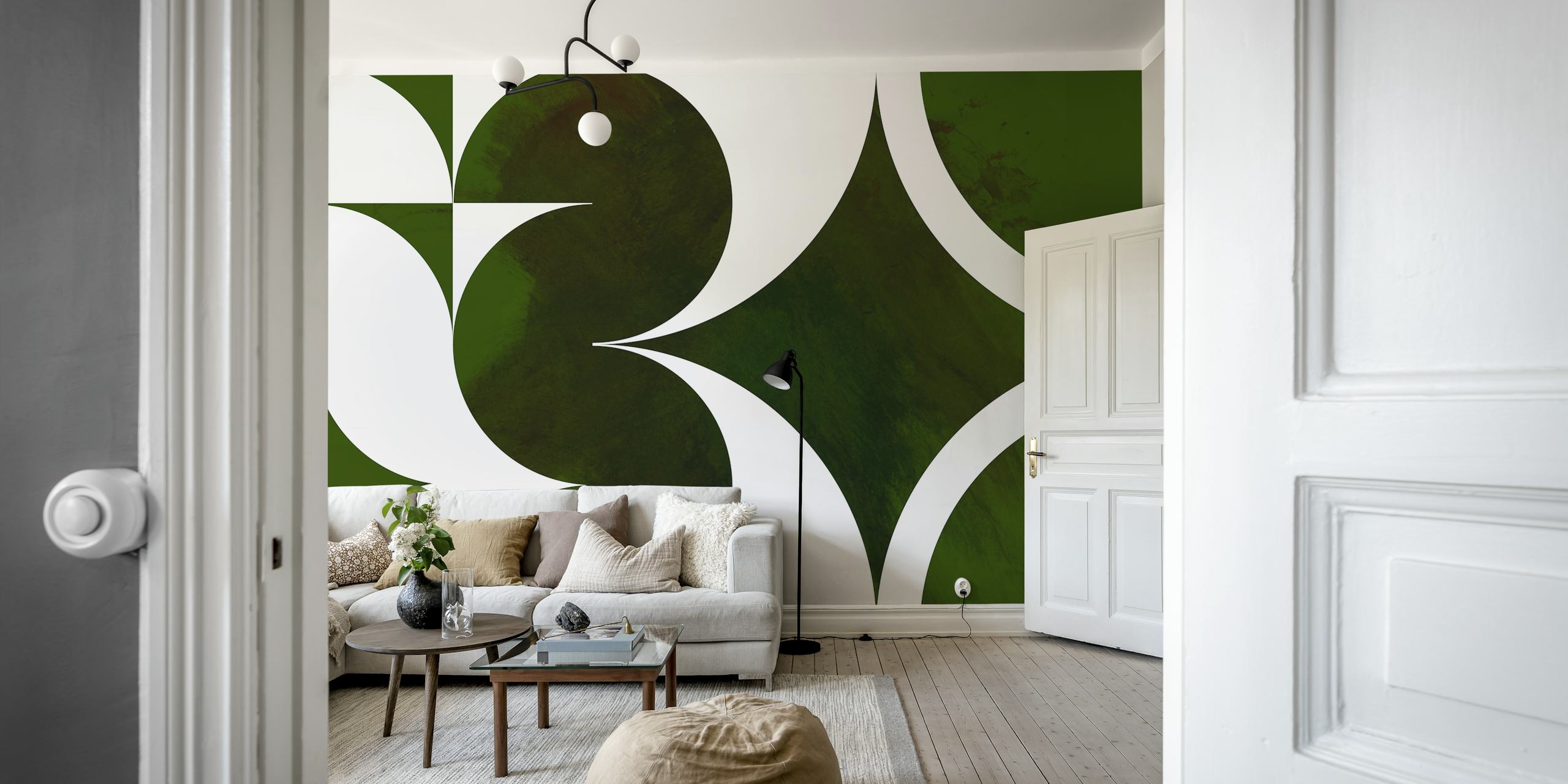 Mid Century Modern Bauhaus tapet i ett rum