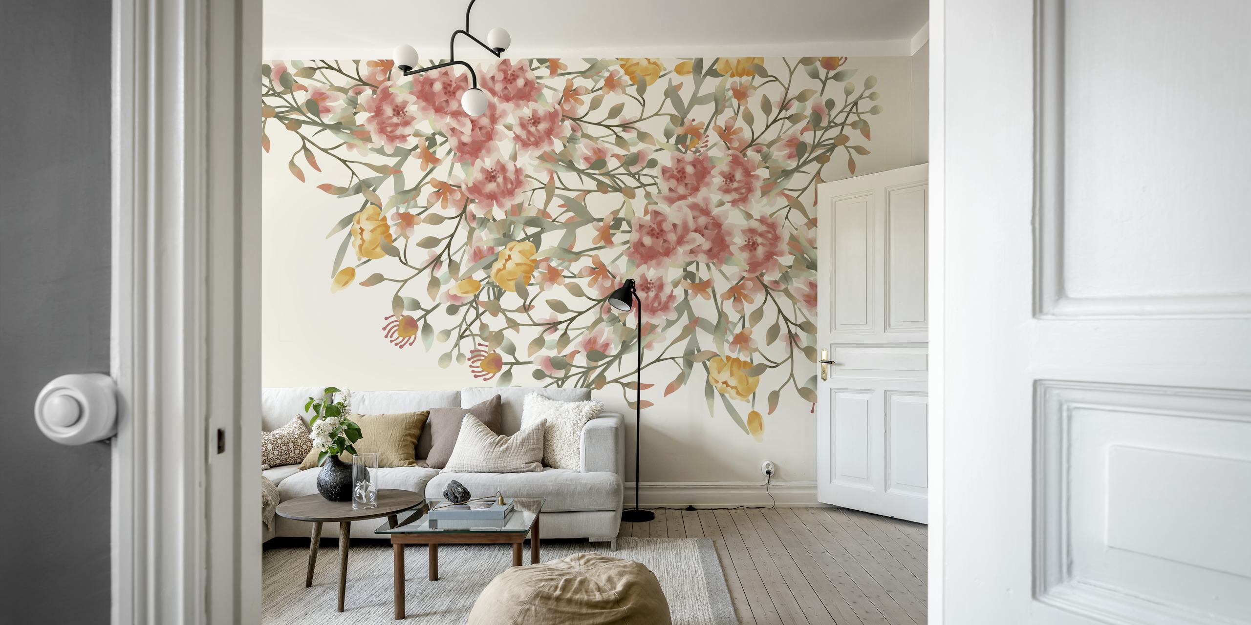 Tapeta Wildflower Watercolor Meadow v pokoji