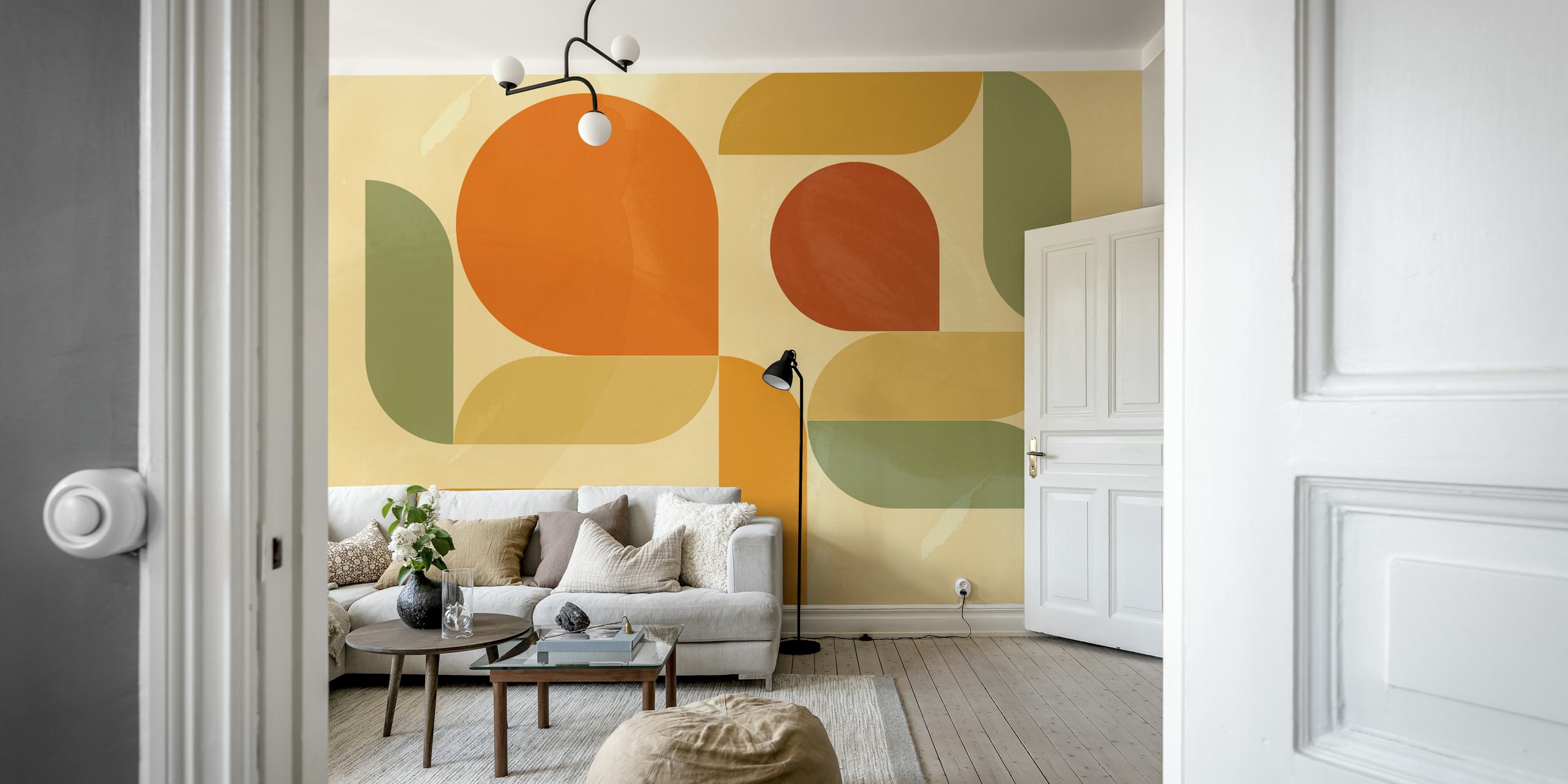 Papel pintado Bold Sunset Shapes en una habitación