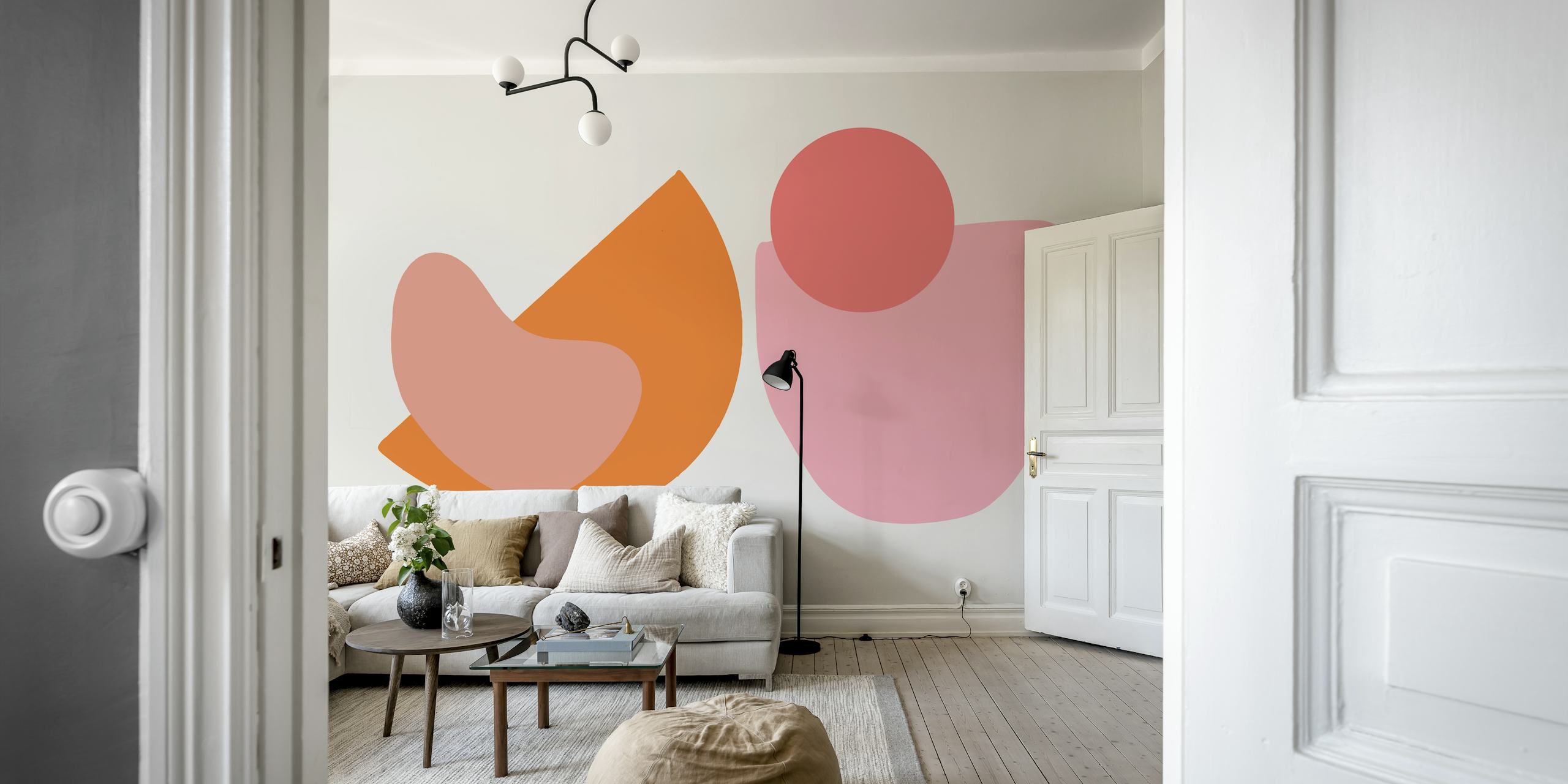 Papel pintado Happy Rounds en una habitación moderna