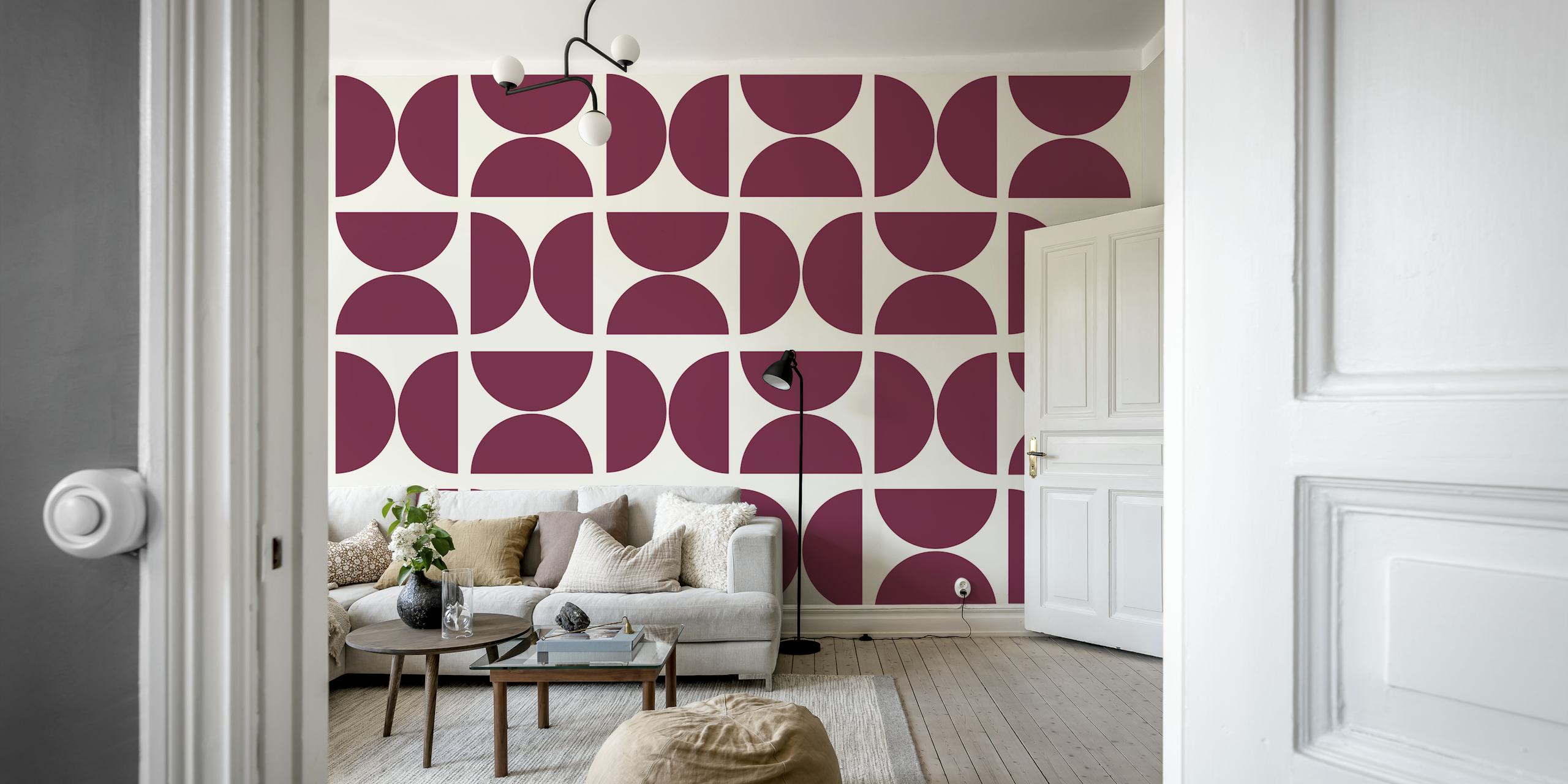 Minimal magenta Bauhaus wallpaper design