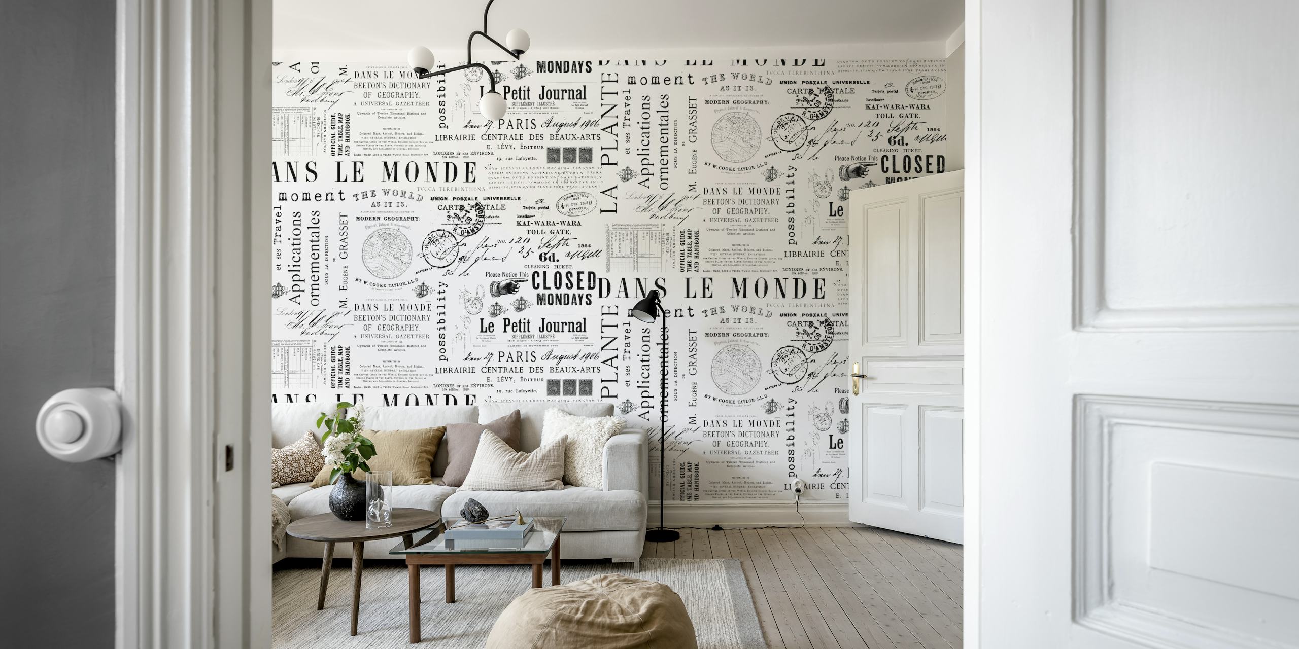Timeless Vintage Script wallpaper in a room