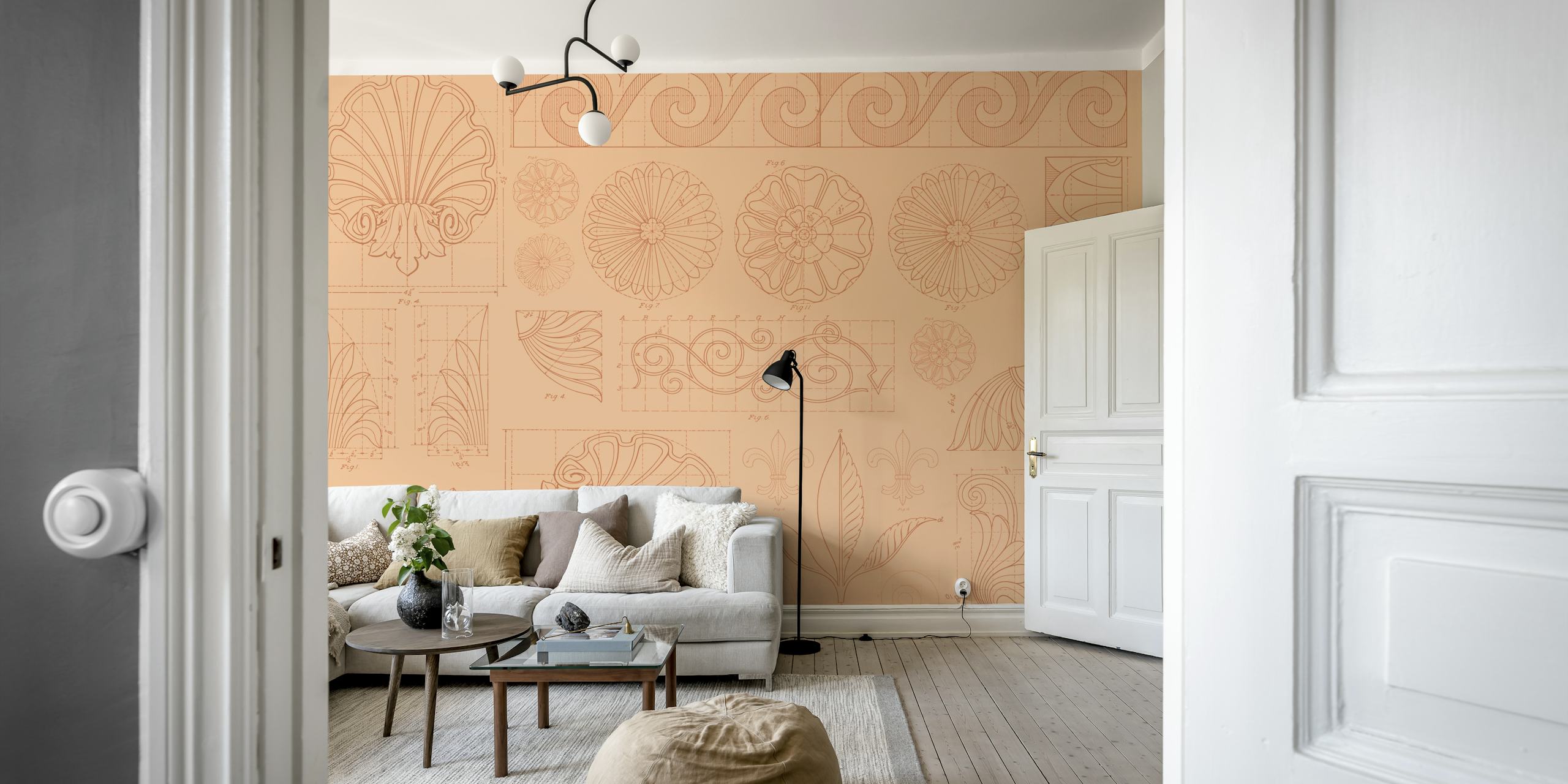Vintage Architecture Ornaments wallpaper in a room