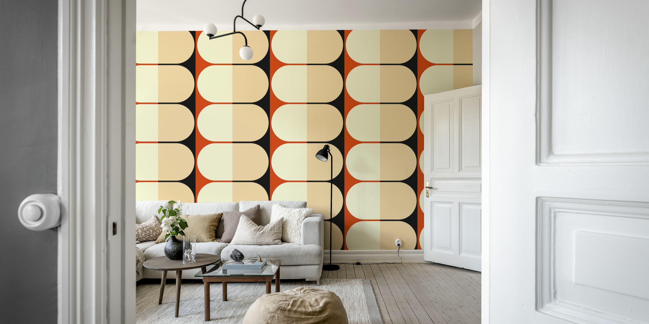 Classic 50s Mid-Century Vintage Abstract Geometric Design Wall Mural