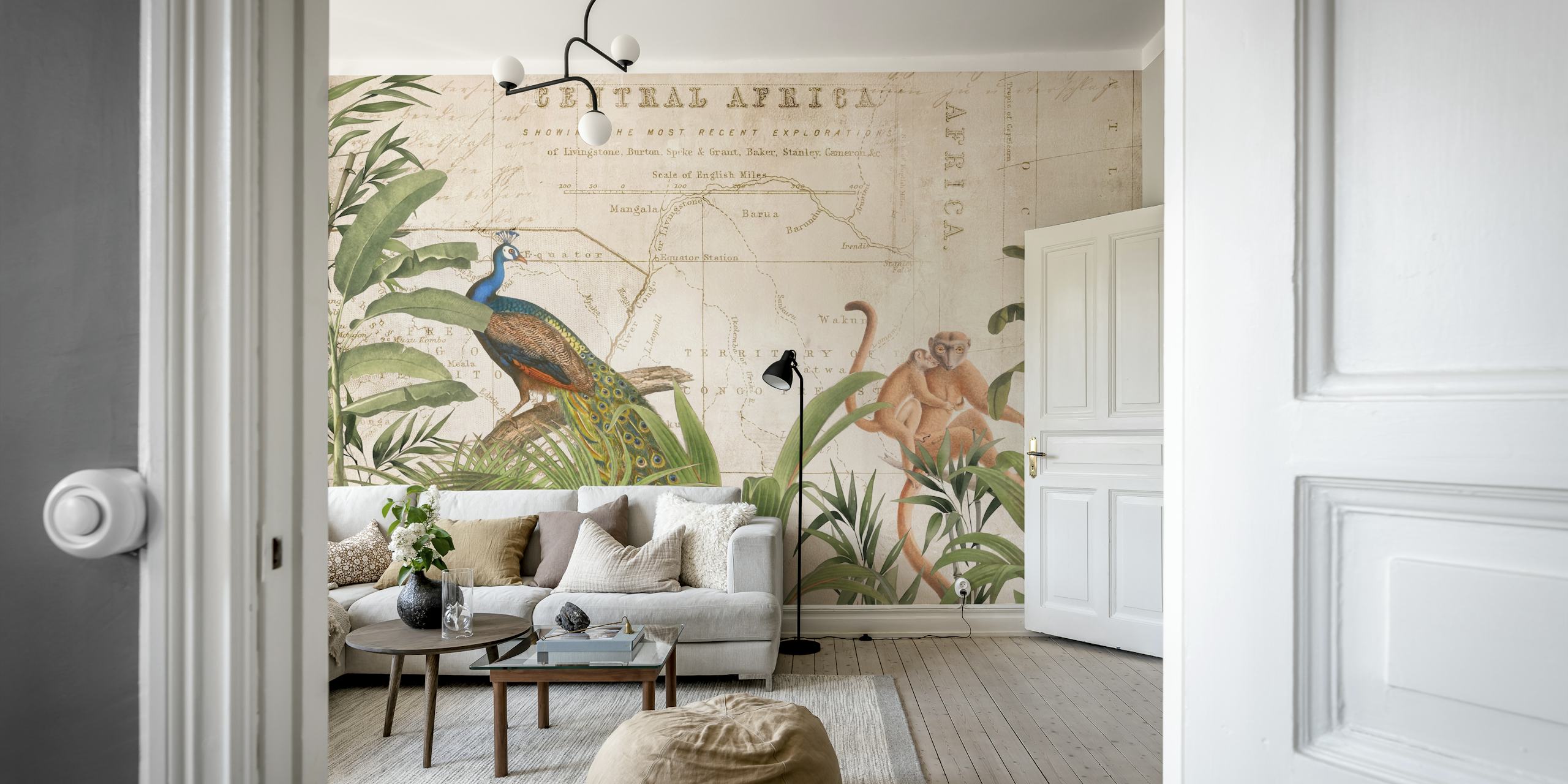 Africa Vintage Wildlife wallpaper in a room