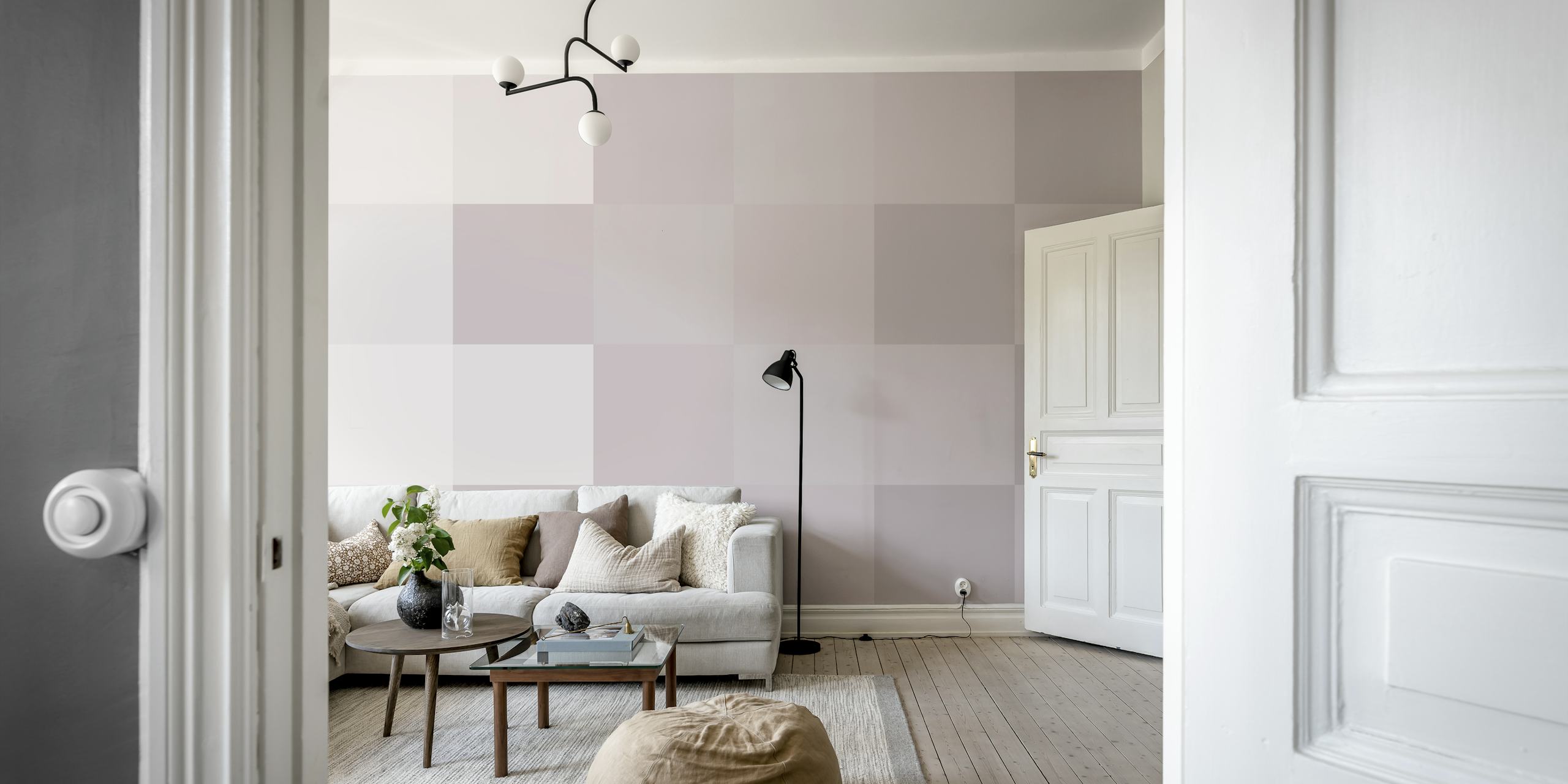 Checkerboard Muted Tapete in einem Raum