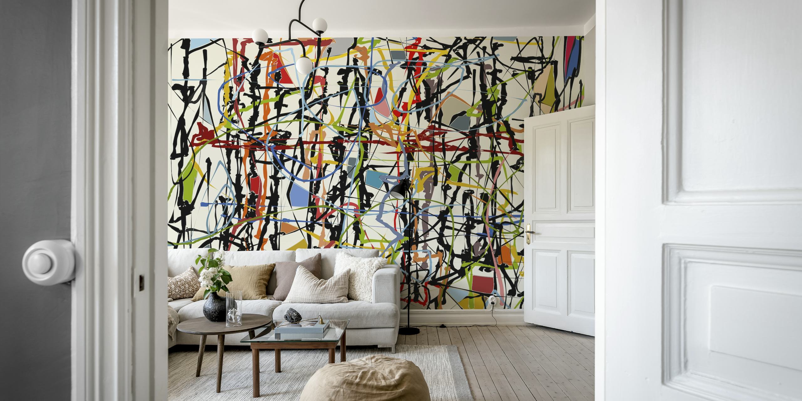 Pollock Wink 50 colorful wallpaper in a room